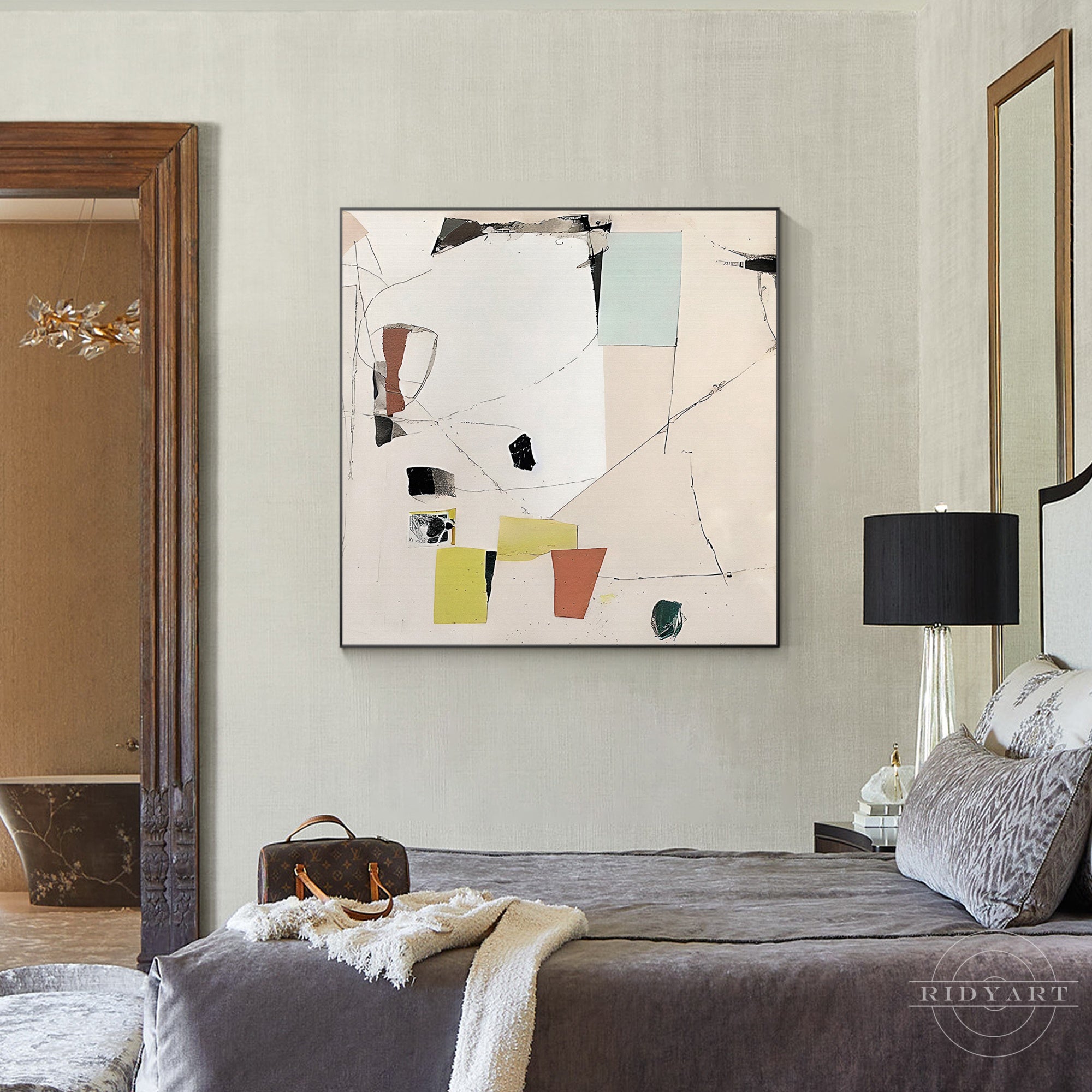 Modern minimalist cream wall art on canvas