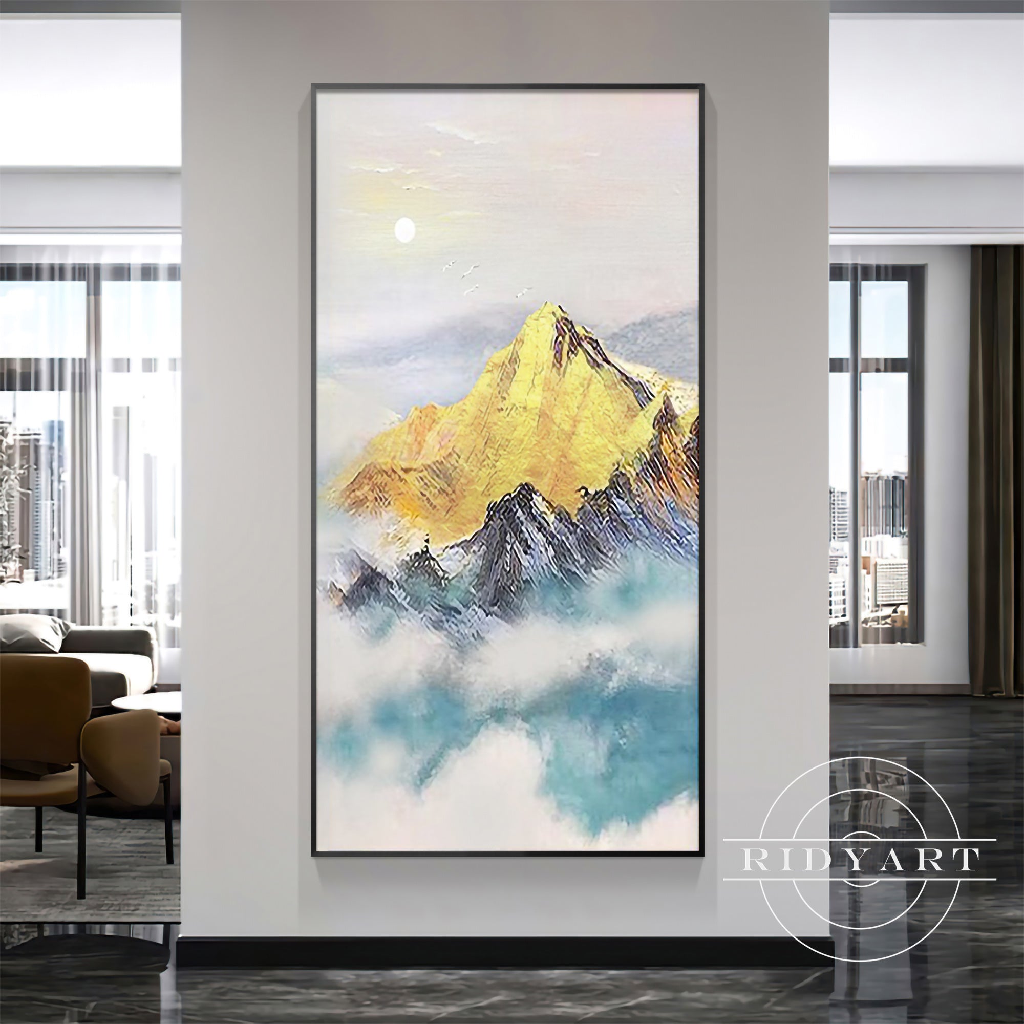 Modern abstract gold landscape wall decor