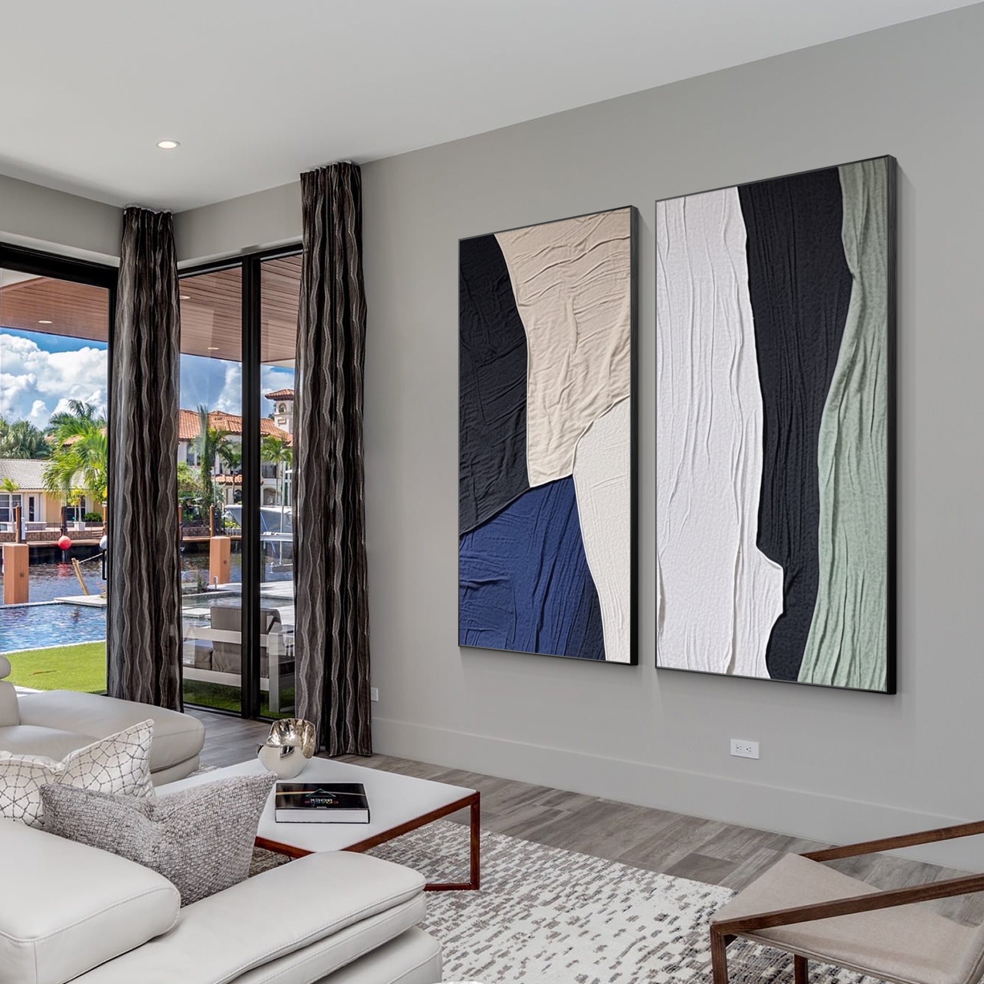 Extra large modern textured canvas wall art