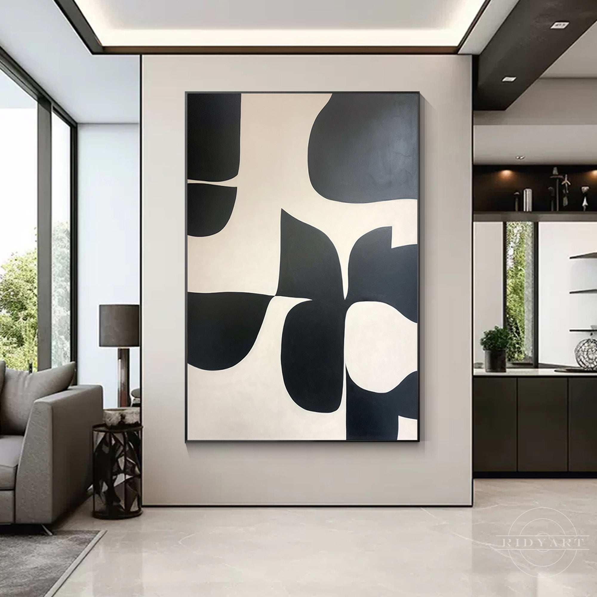 Minimalist black beige abstract wall decor