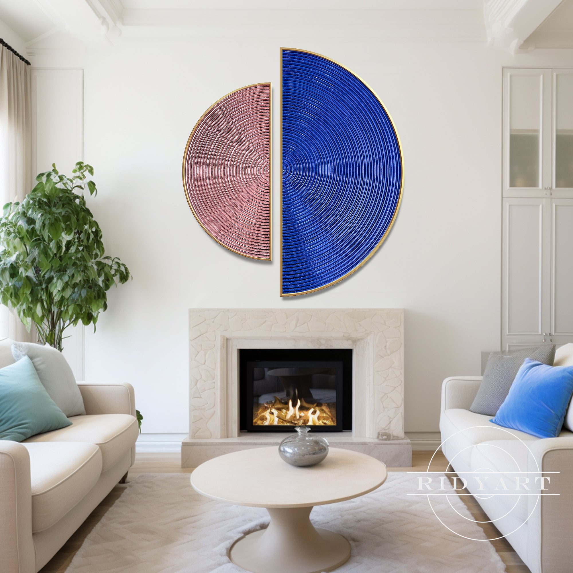 Textured pastel modern wall art with geometric minimal design