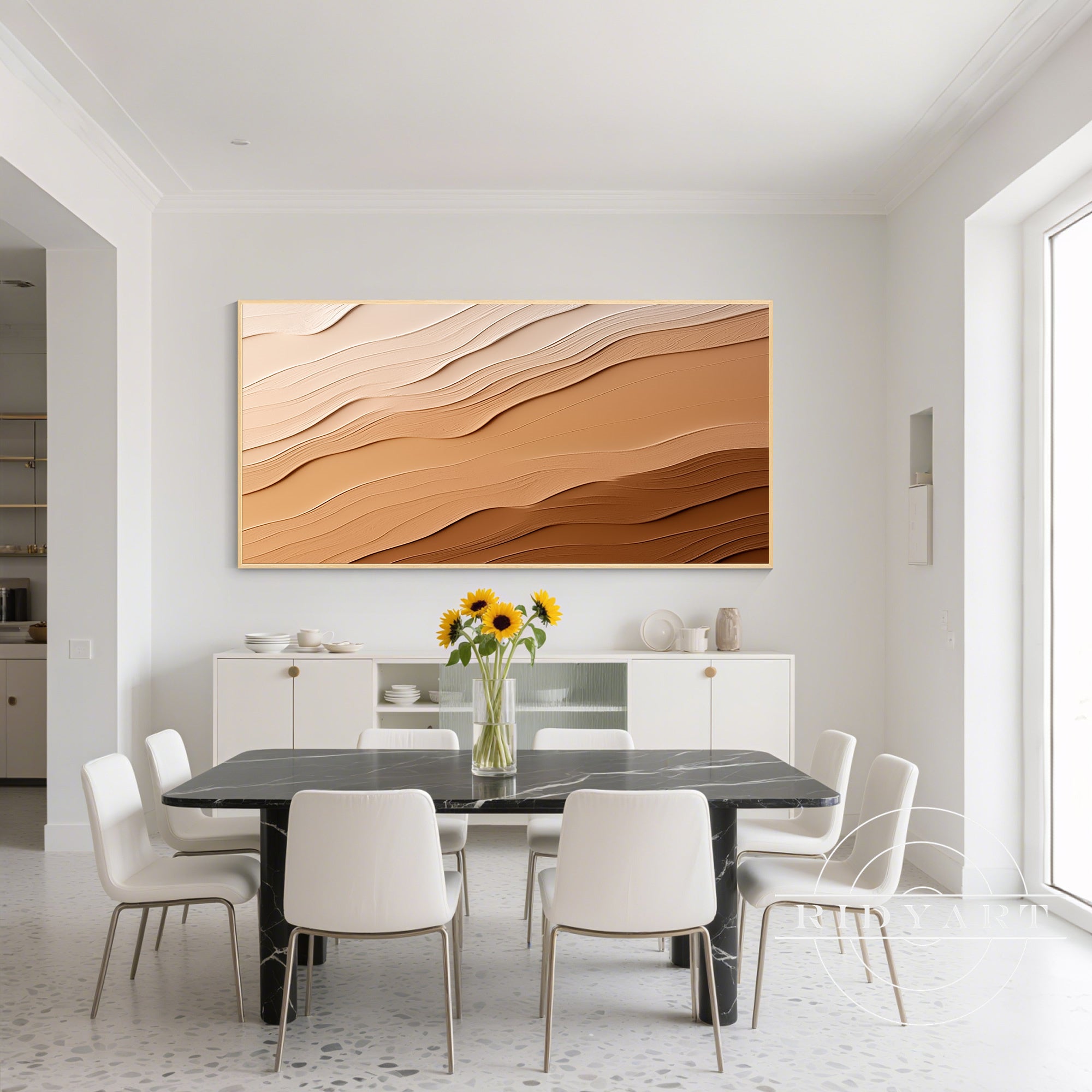 Abstract coastal decor for neutral interiors