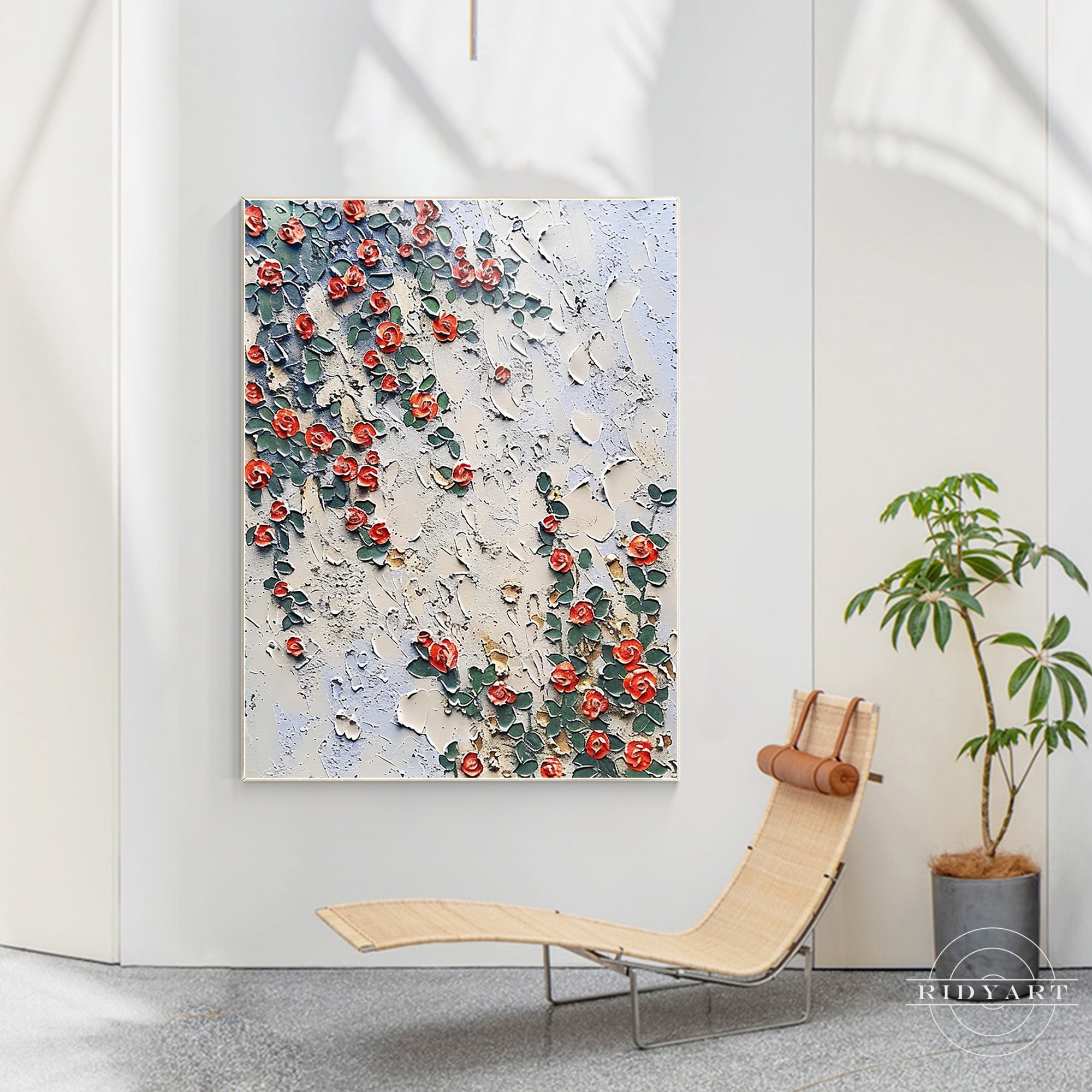 Original 3D wildflowers painting on canvas, floral wall art.