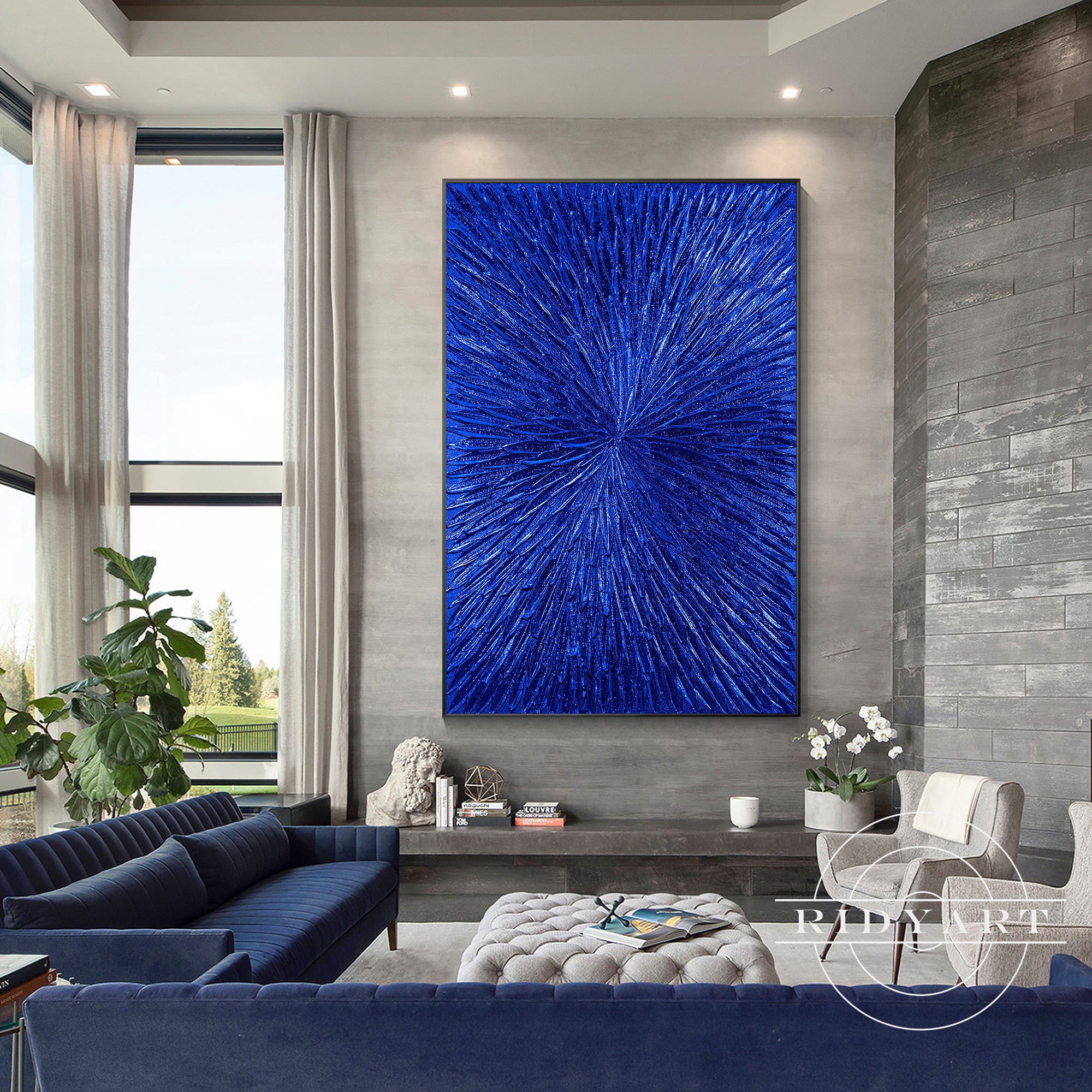 Luxury Klein blue wall art for living room or entryway