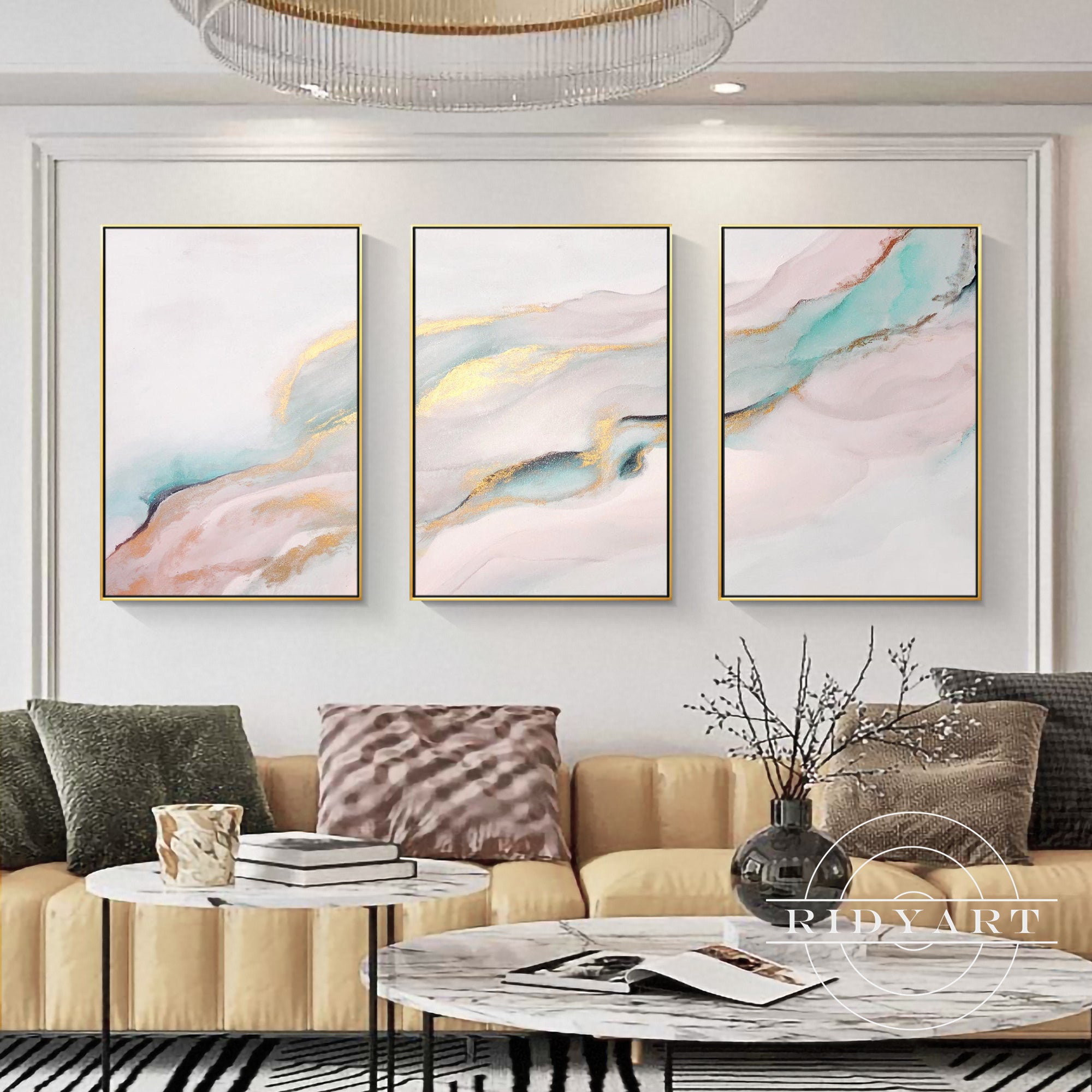 Large framed modern wall art set