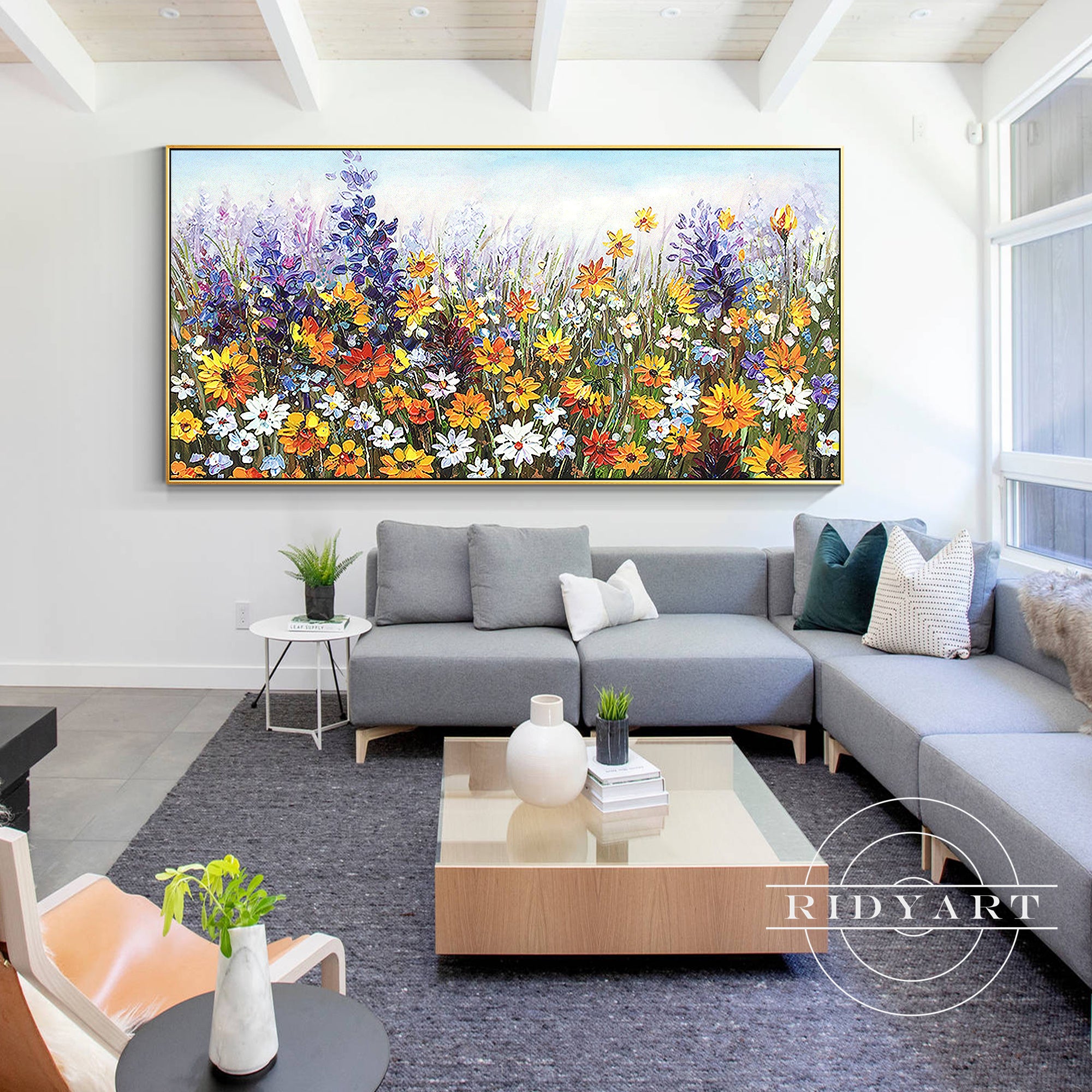 Colorful blooming wall art for botanical home style