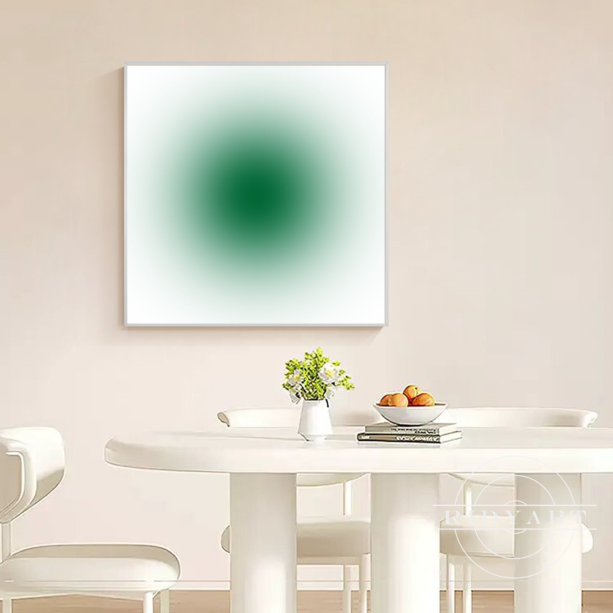 Large framed green gradient wall art modern living room décor