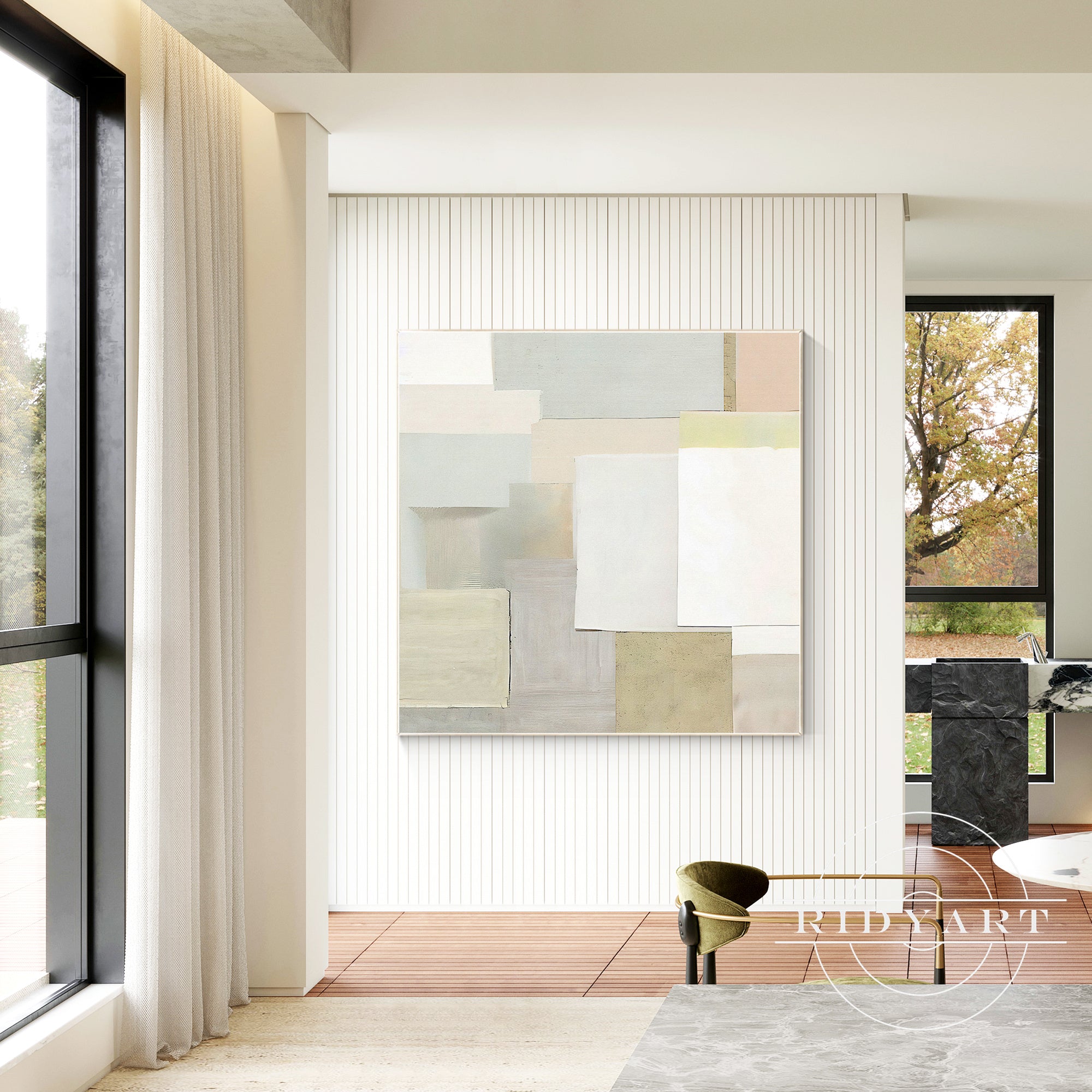 Minimalist abstract canvas with geometric design