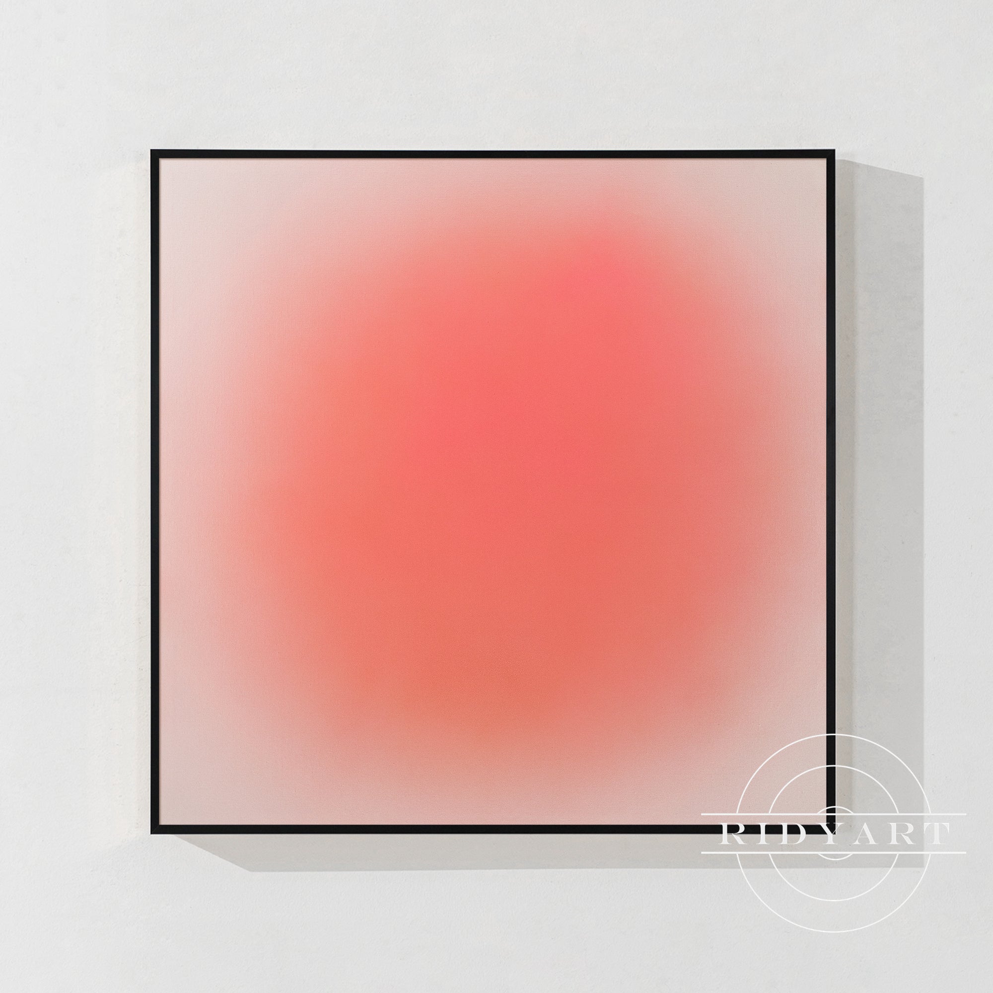 Framed pink peach ombre abstract wall art for home interior