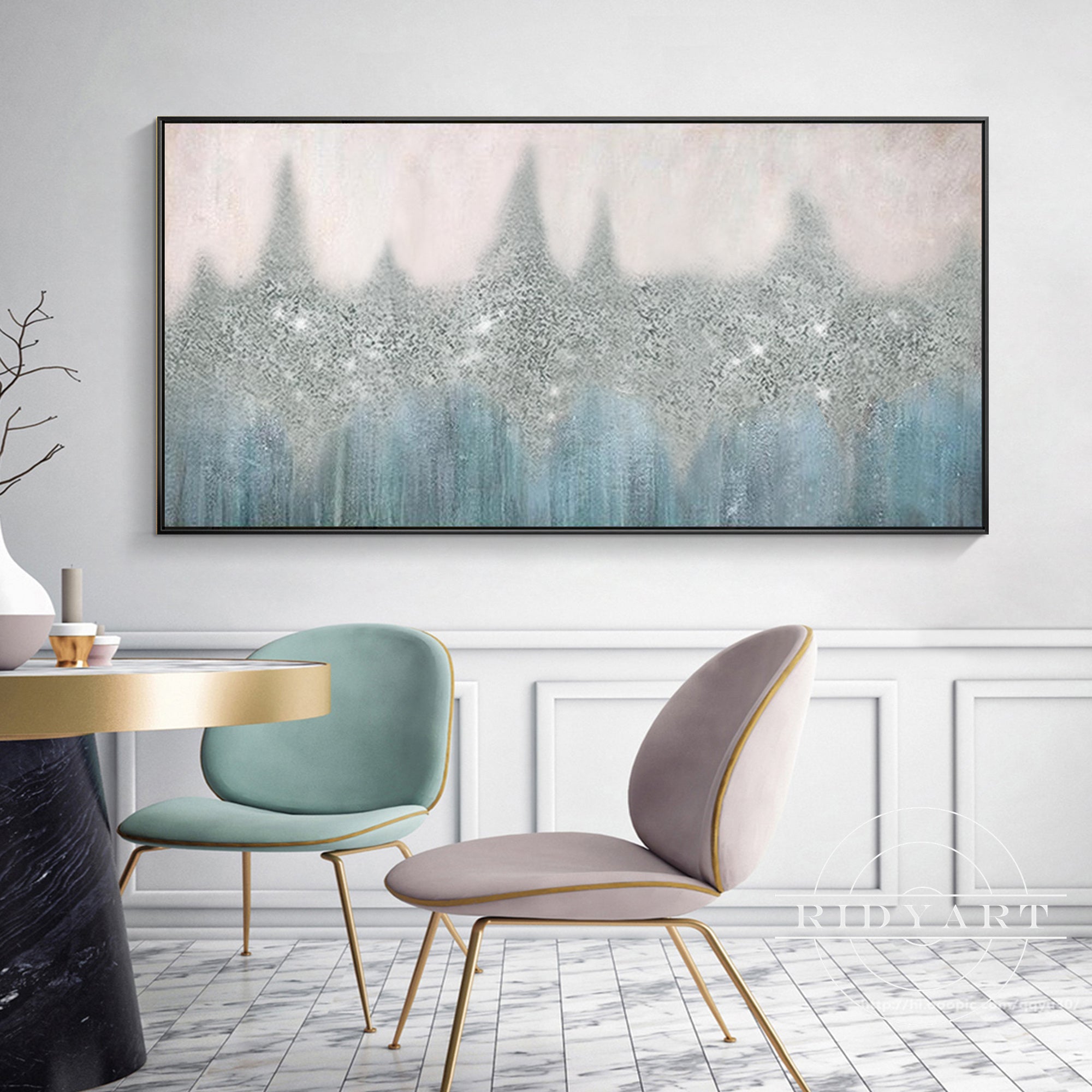 Original glitter artwork in modern abstract style