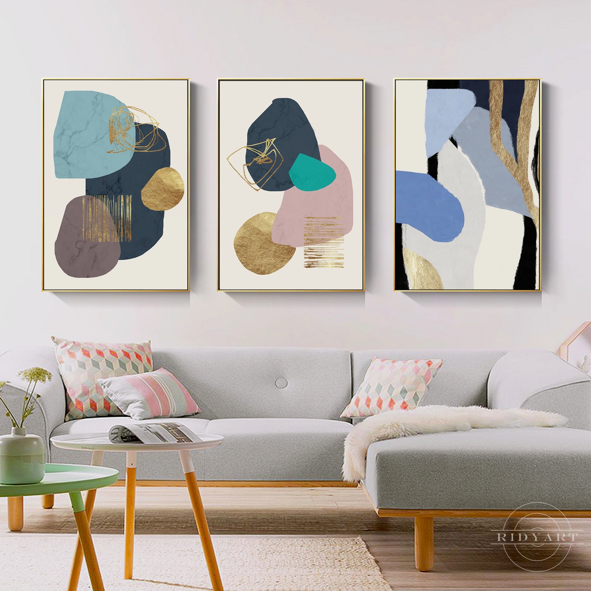 Framed modern abstract art for living room