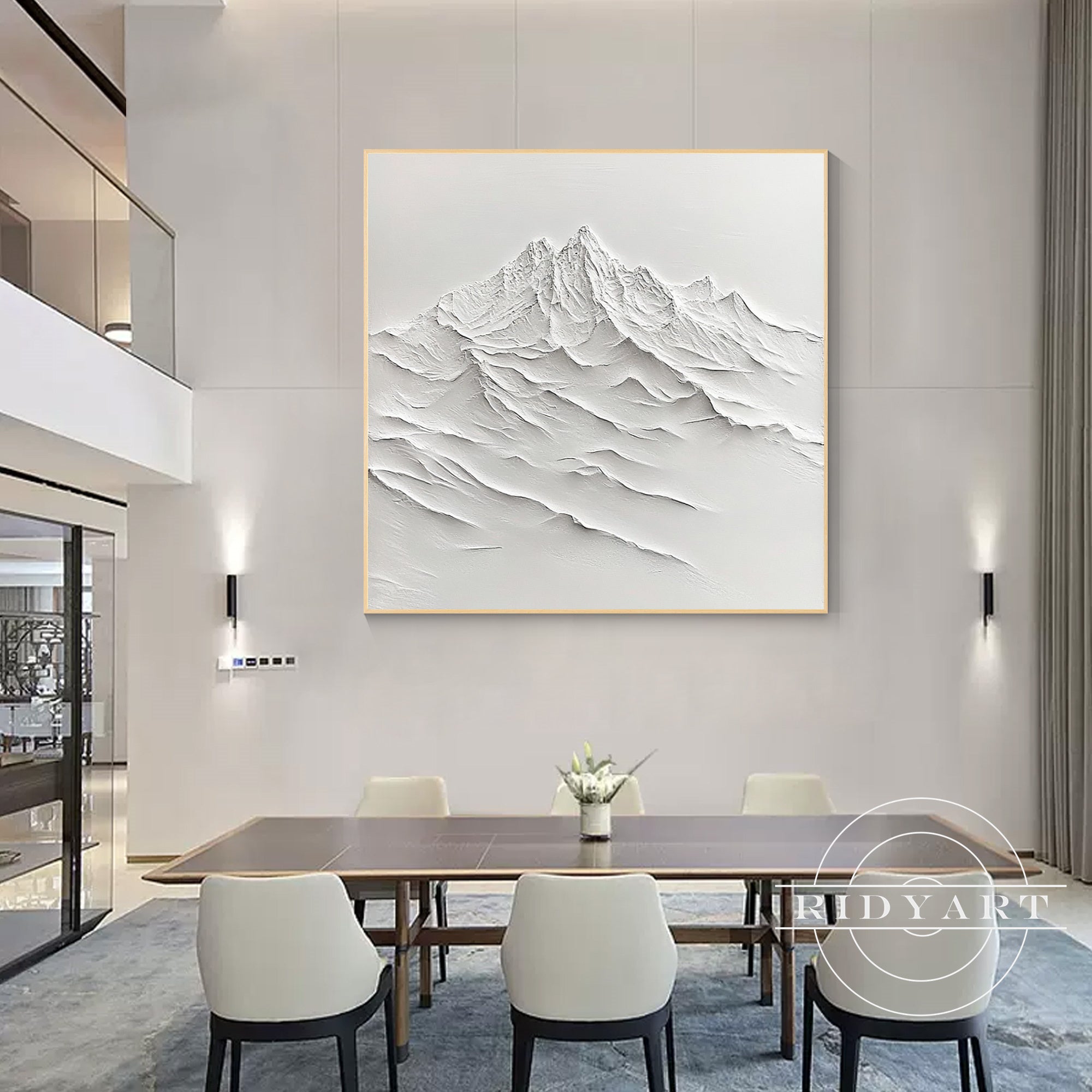 Modern abstract mountain painting with thick texture