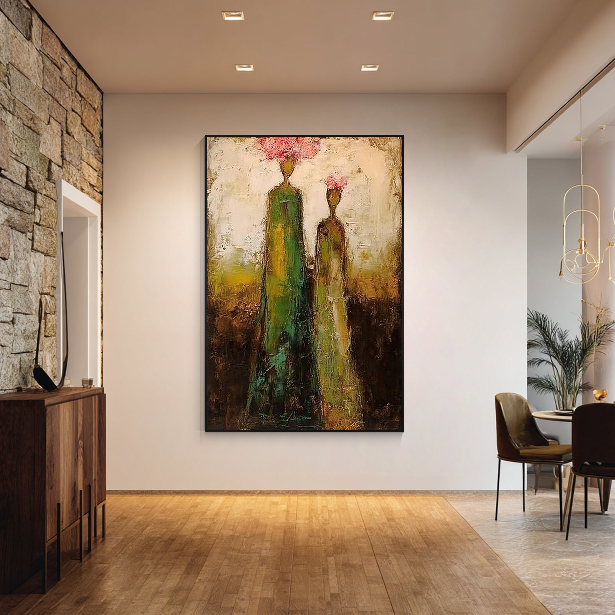 Gallery style abstract floral figurative wall art