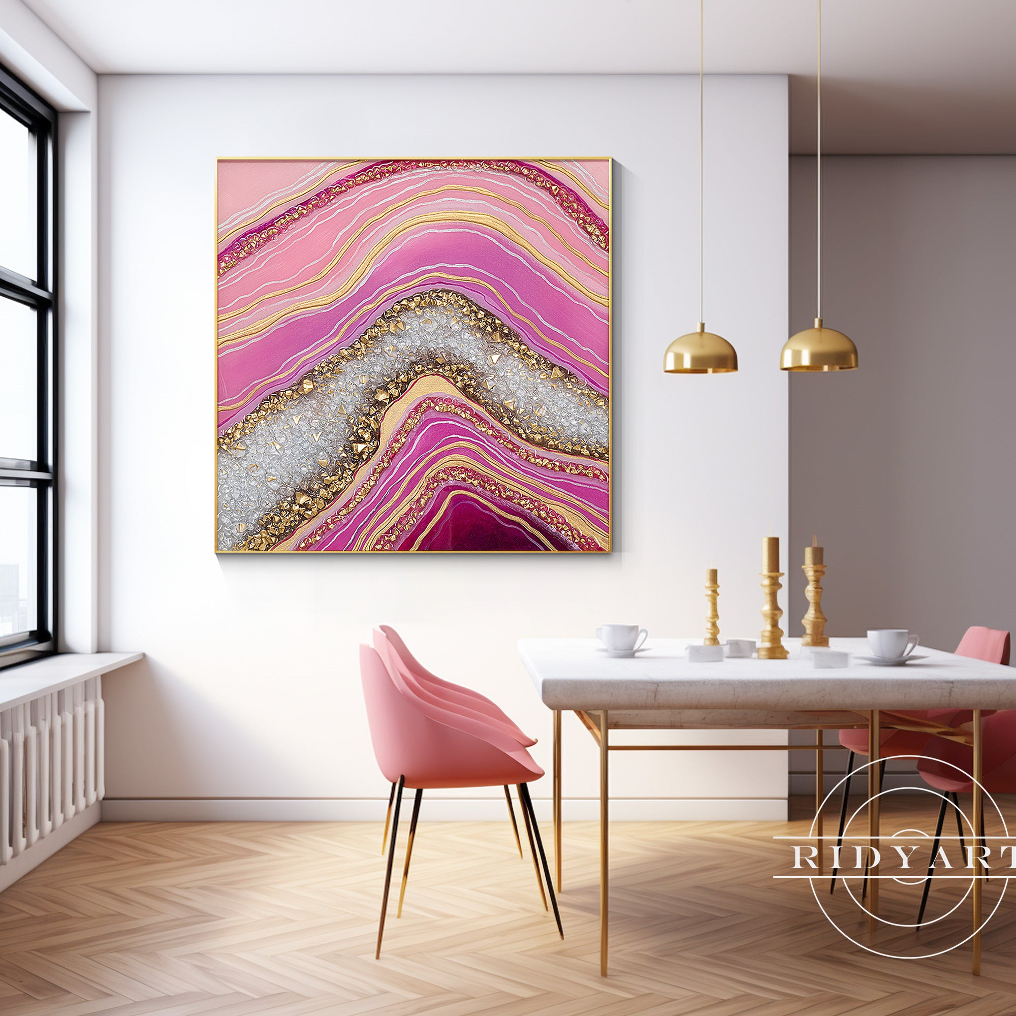Framed epoxy wall art inspired by seascape waves