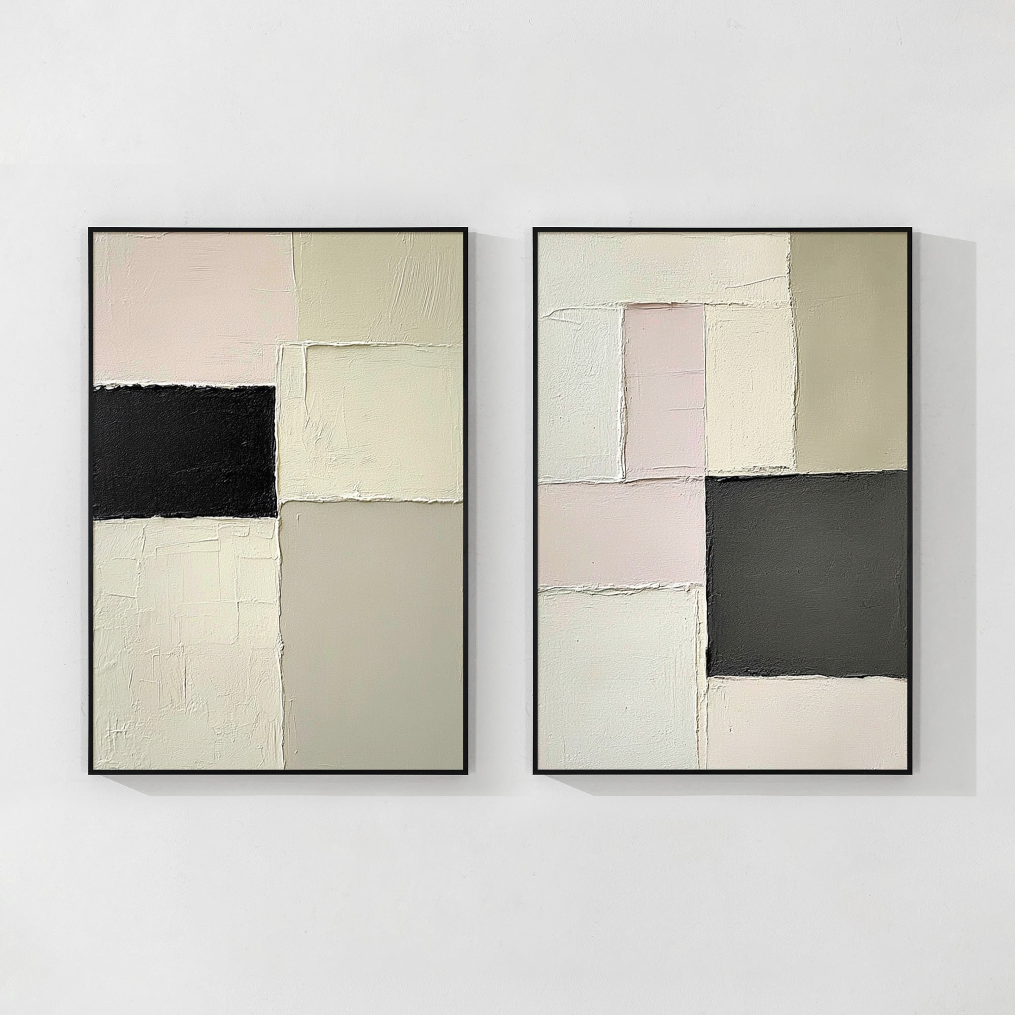 Set of 2 geometric abstract canvas wall art in Japandi style