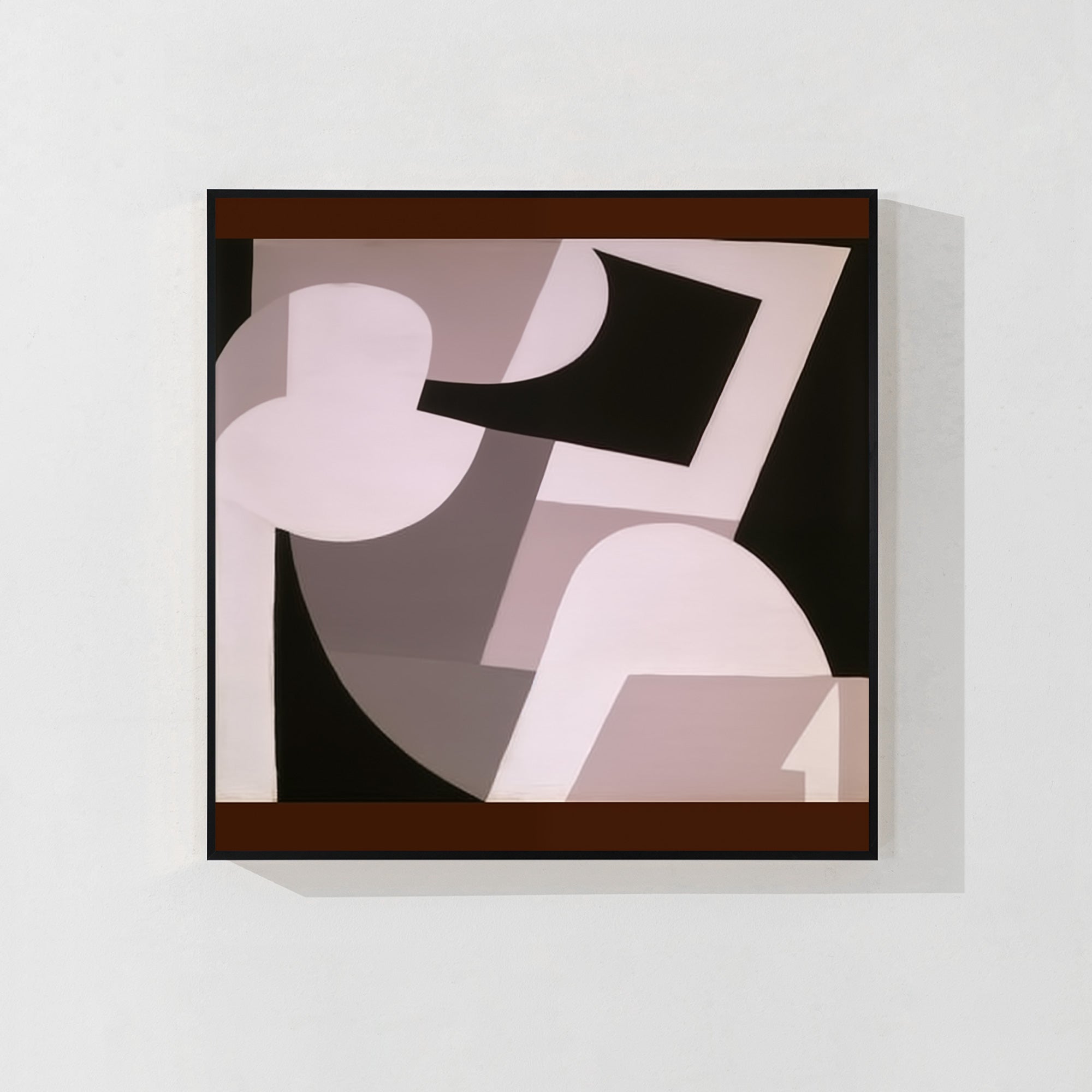 Geometric abstract black and beige canvas wall art