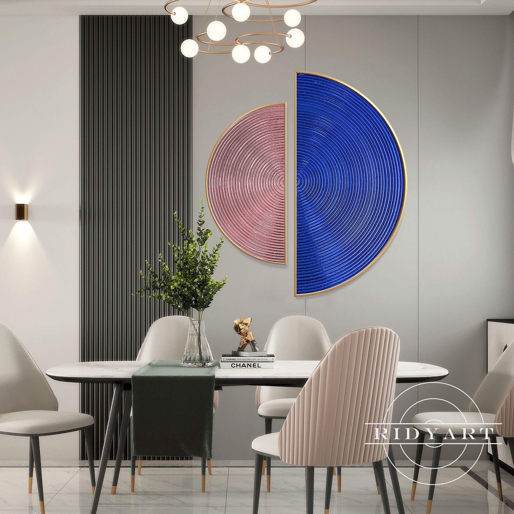 Extra large set of 2 canvas artworks for living room decor