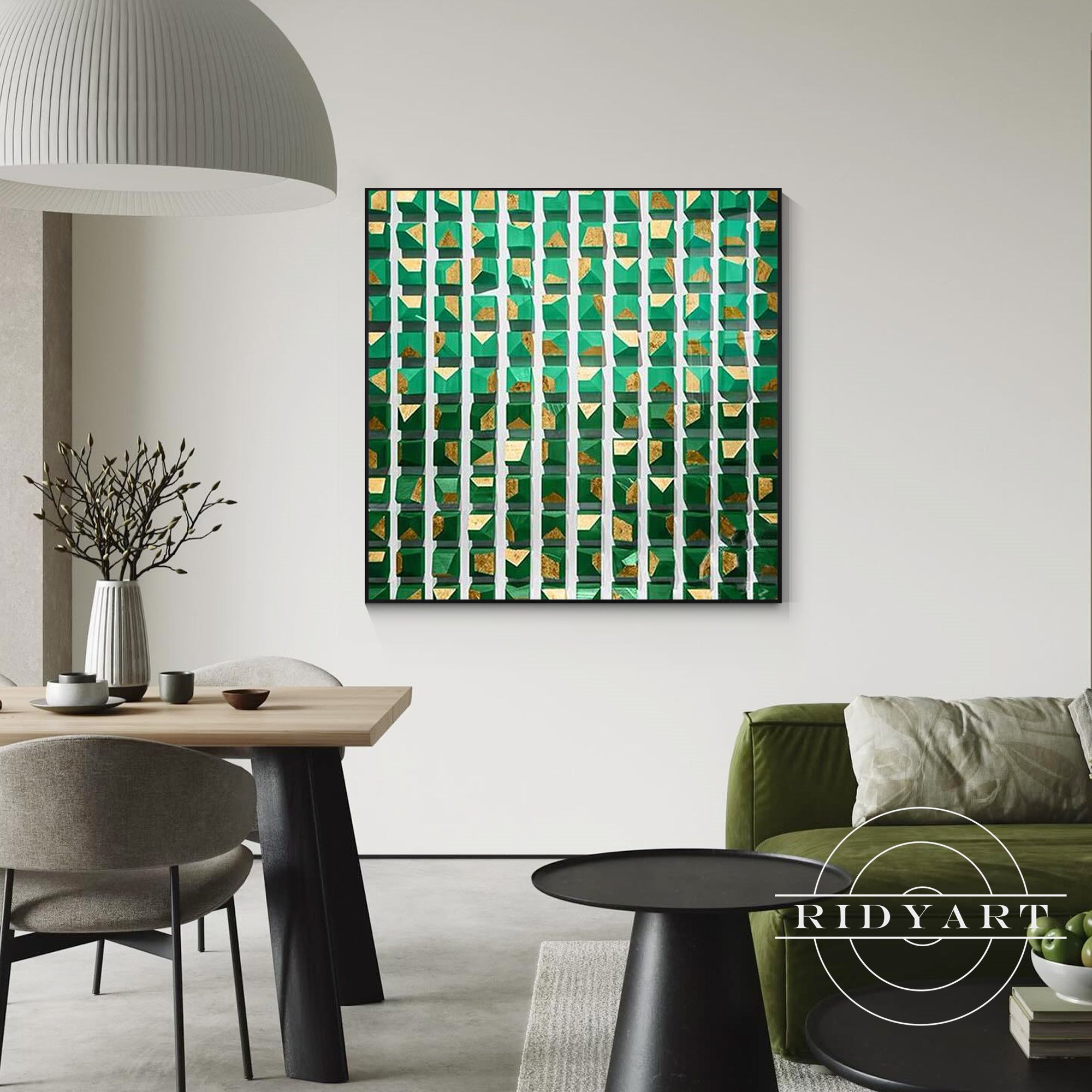 Large geometric wood cube wall decor for modern living room