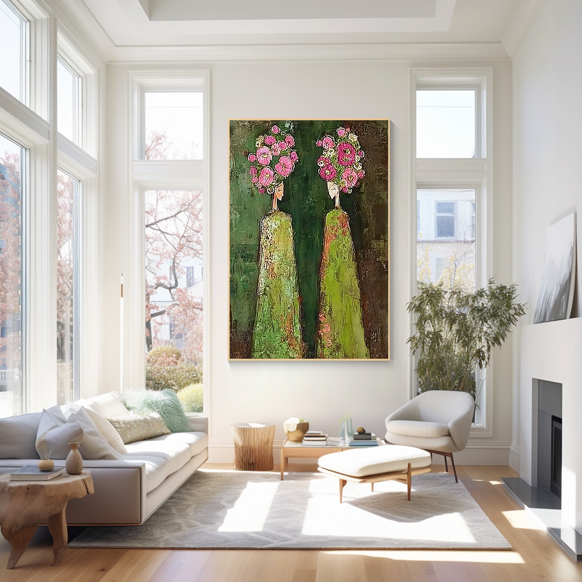 textured brown green pink abstract wall art handmade canvas