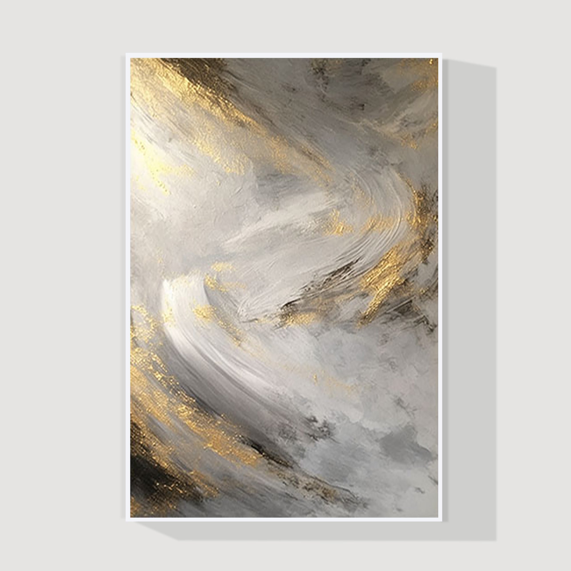 Gold and gray abstract acrylic painting