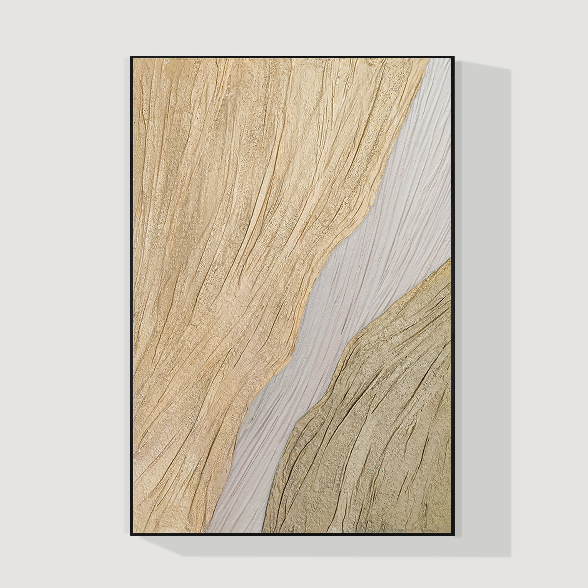 Gold ocean wave abstract painting with 3D heavy texture