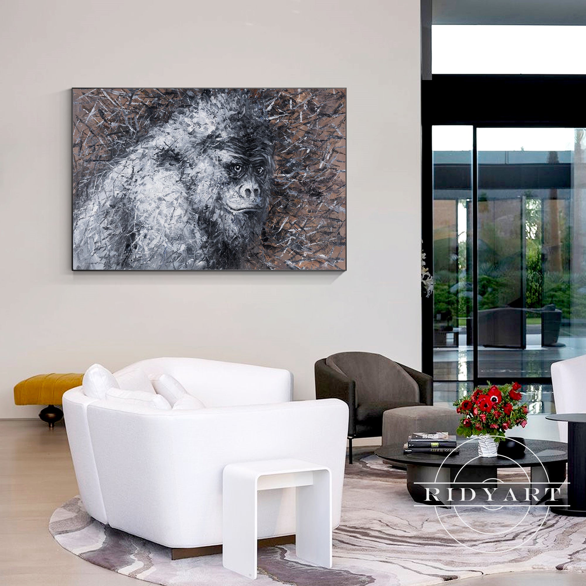 Original gorilla painting modern decor