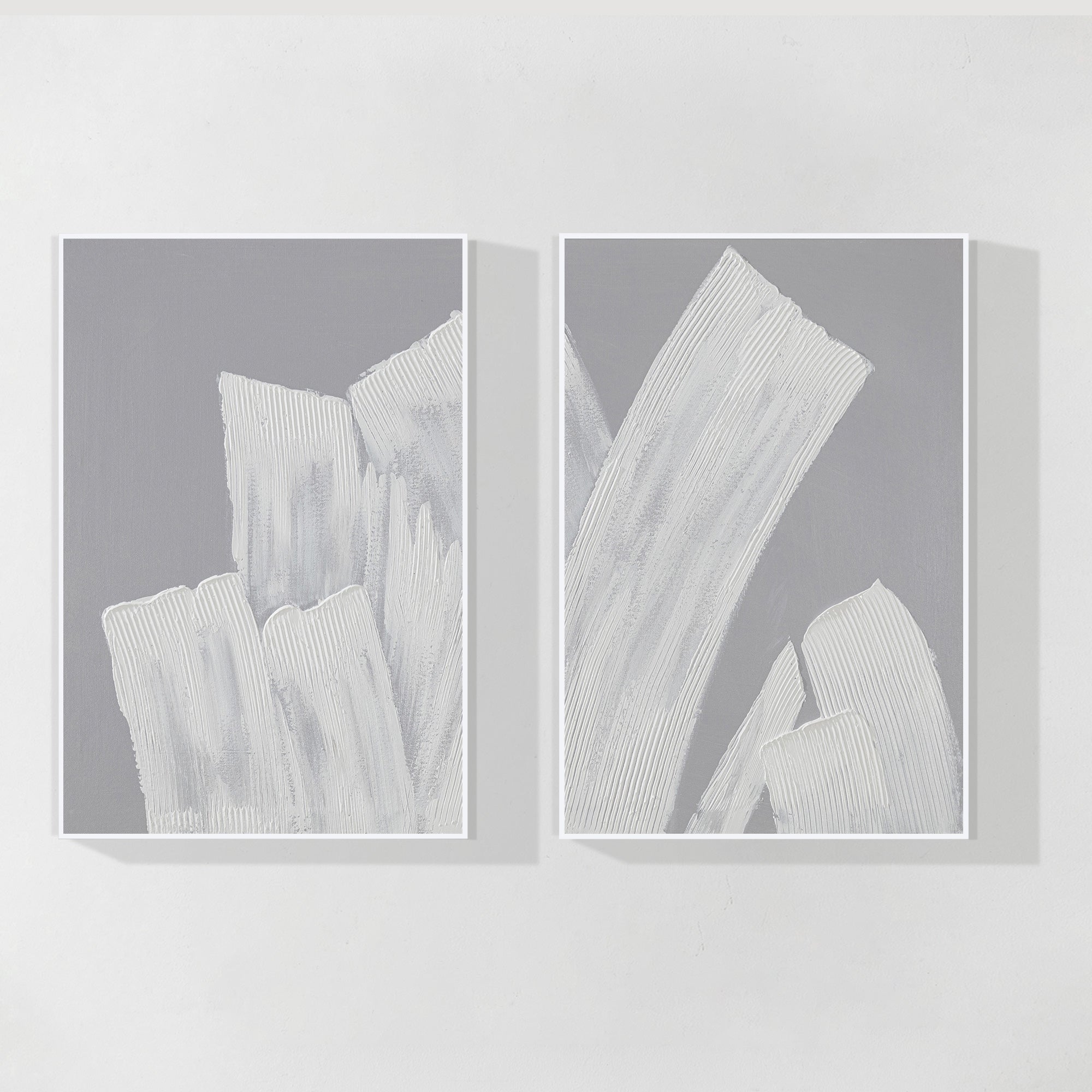 Gray and gold abstract lake wall art set on canvas