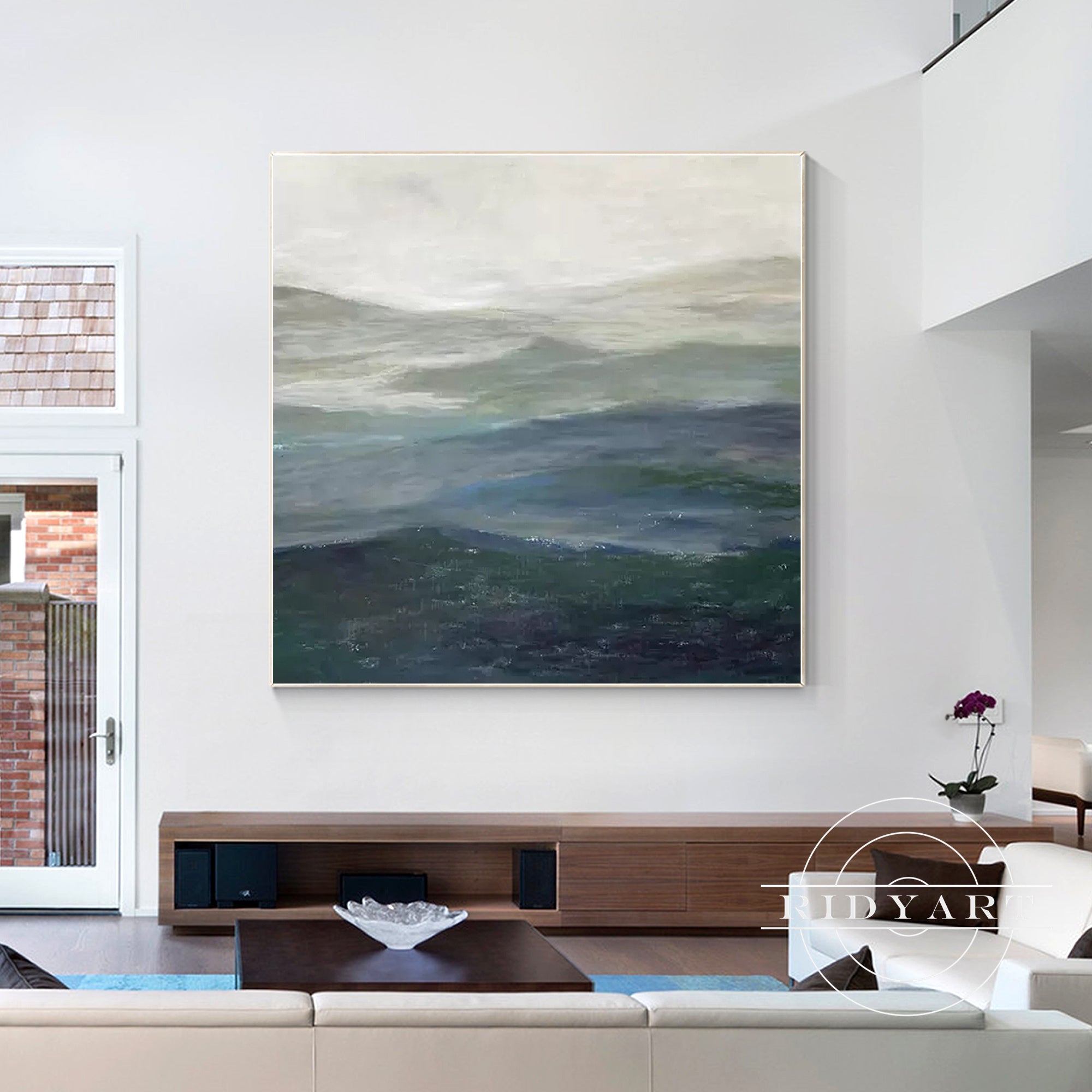 Soft earth-tone mountain landscape canvas wall art