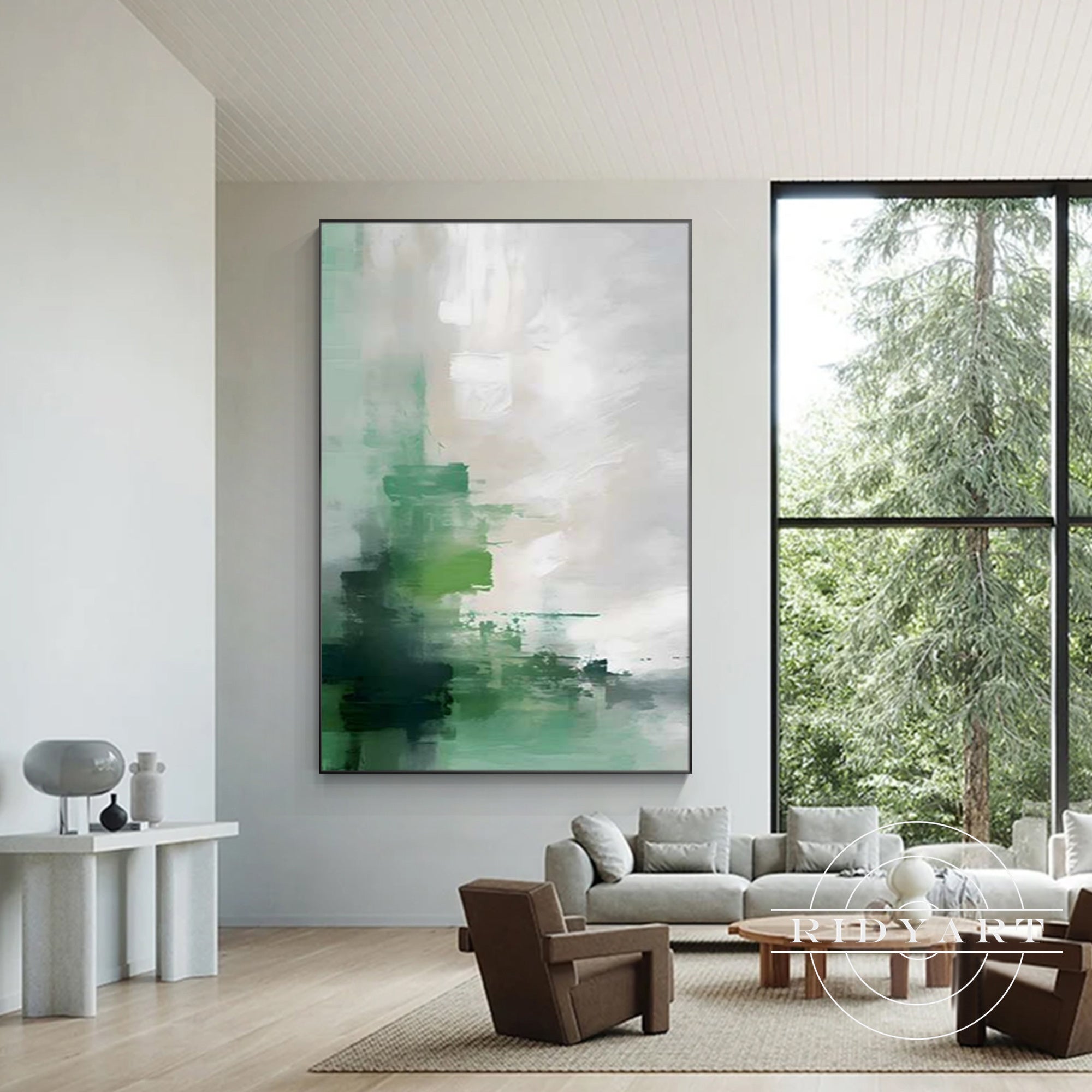 Extra large green canvas painting
