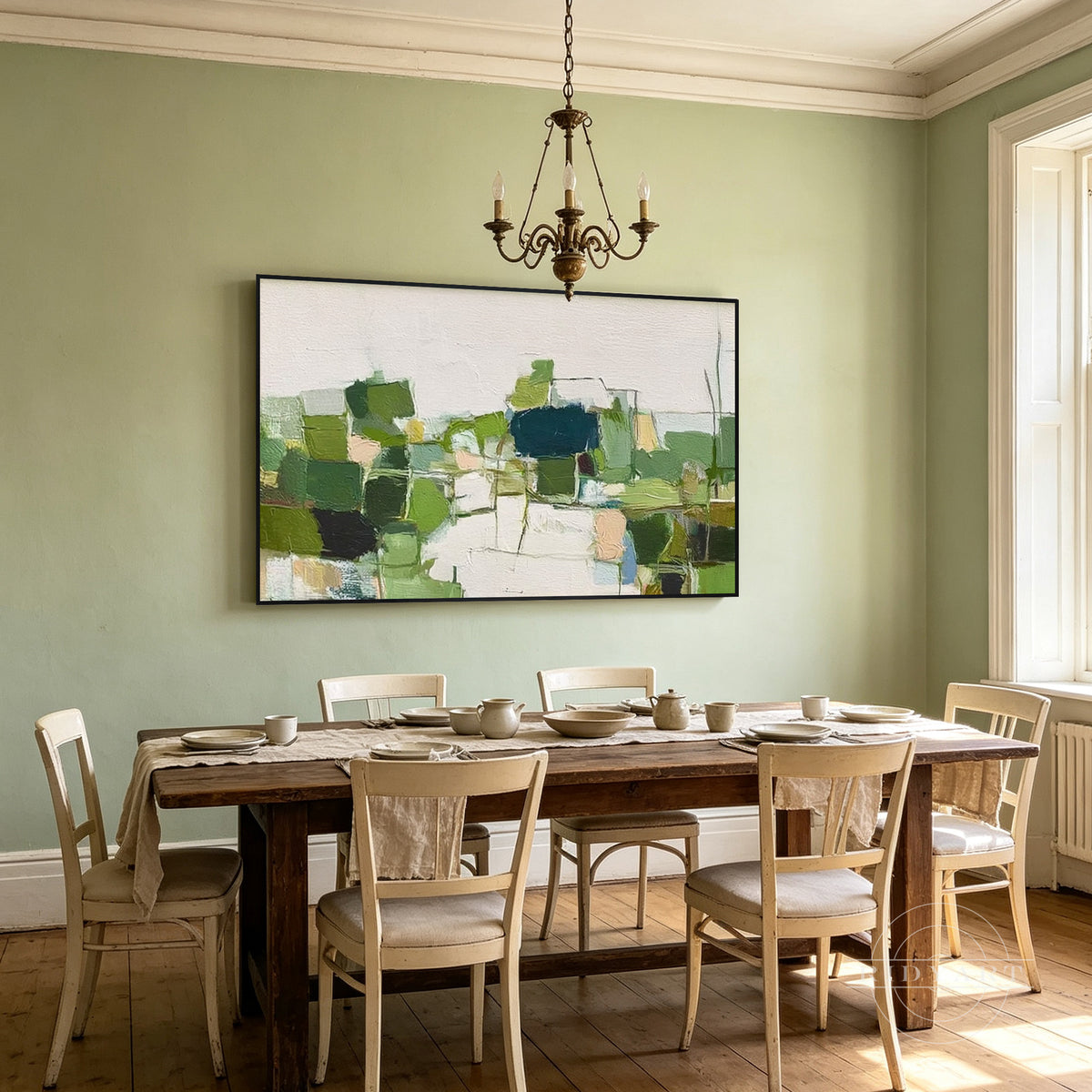 Olive Forest Green Abstract Canvas, Thick Palette Knife Texture, Hand Painted Impasto Art, Modern Impressionist, Dining Room Sideboard Decor