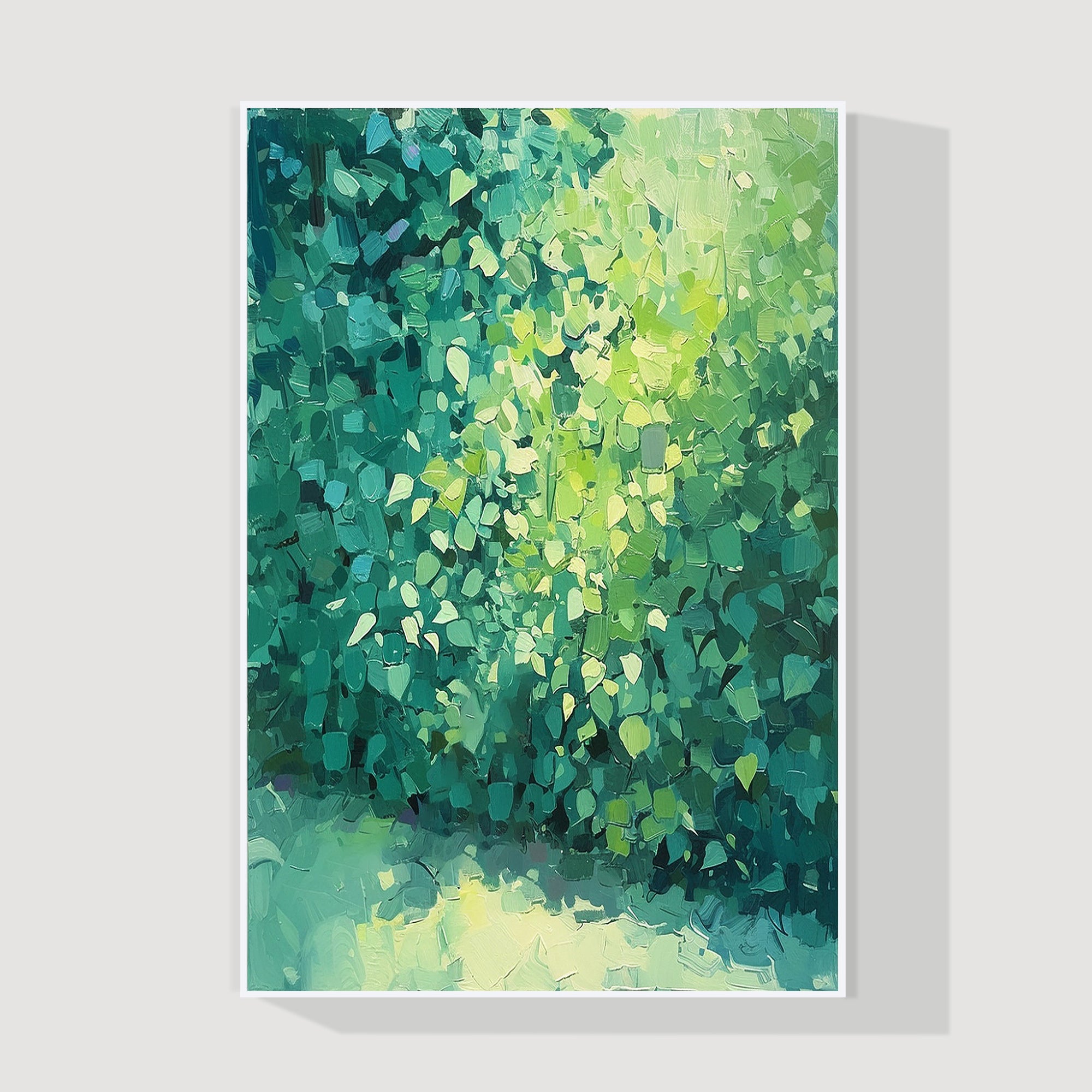 Abstract green leaf oil painting
