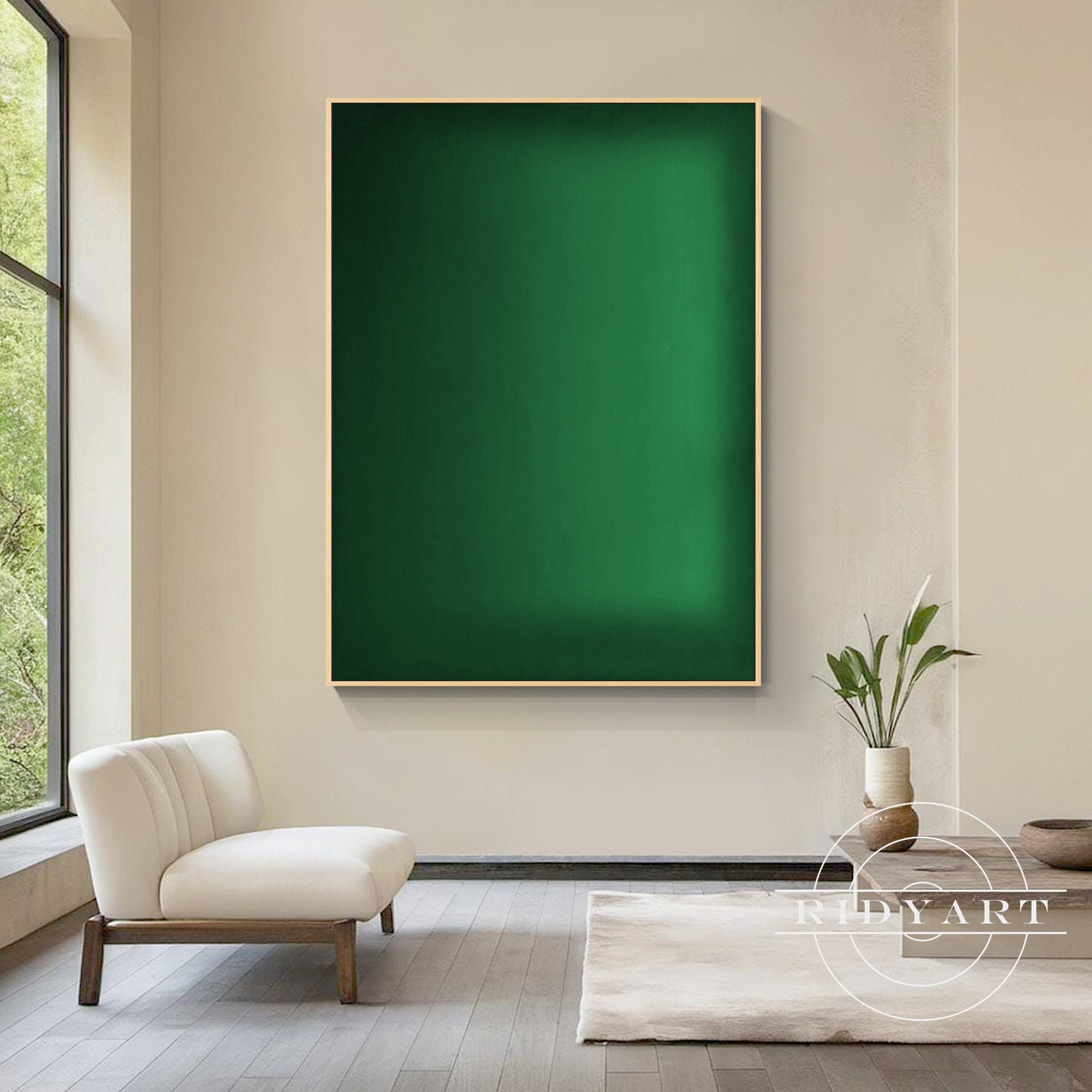 Extra large abstract green yellow art