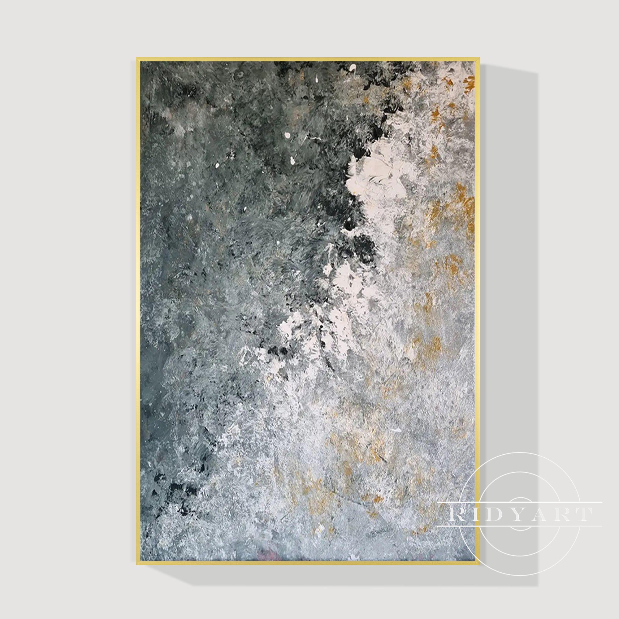 Luxury gray and gold textured wall painting for decor