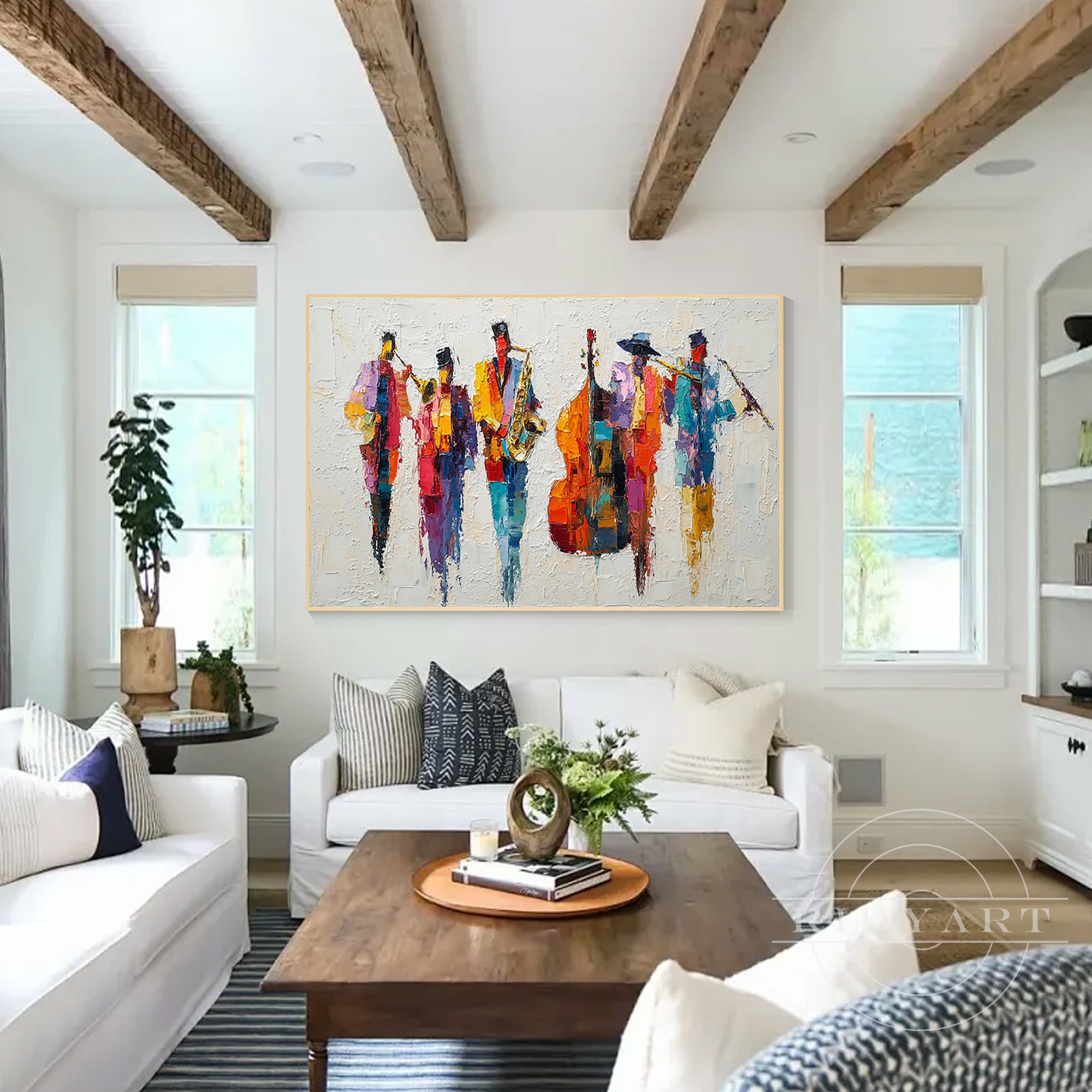 Hand-painted jazz cello canvas artwork modern decor