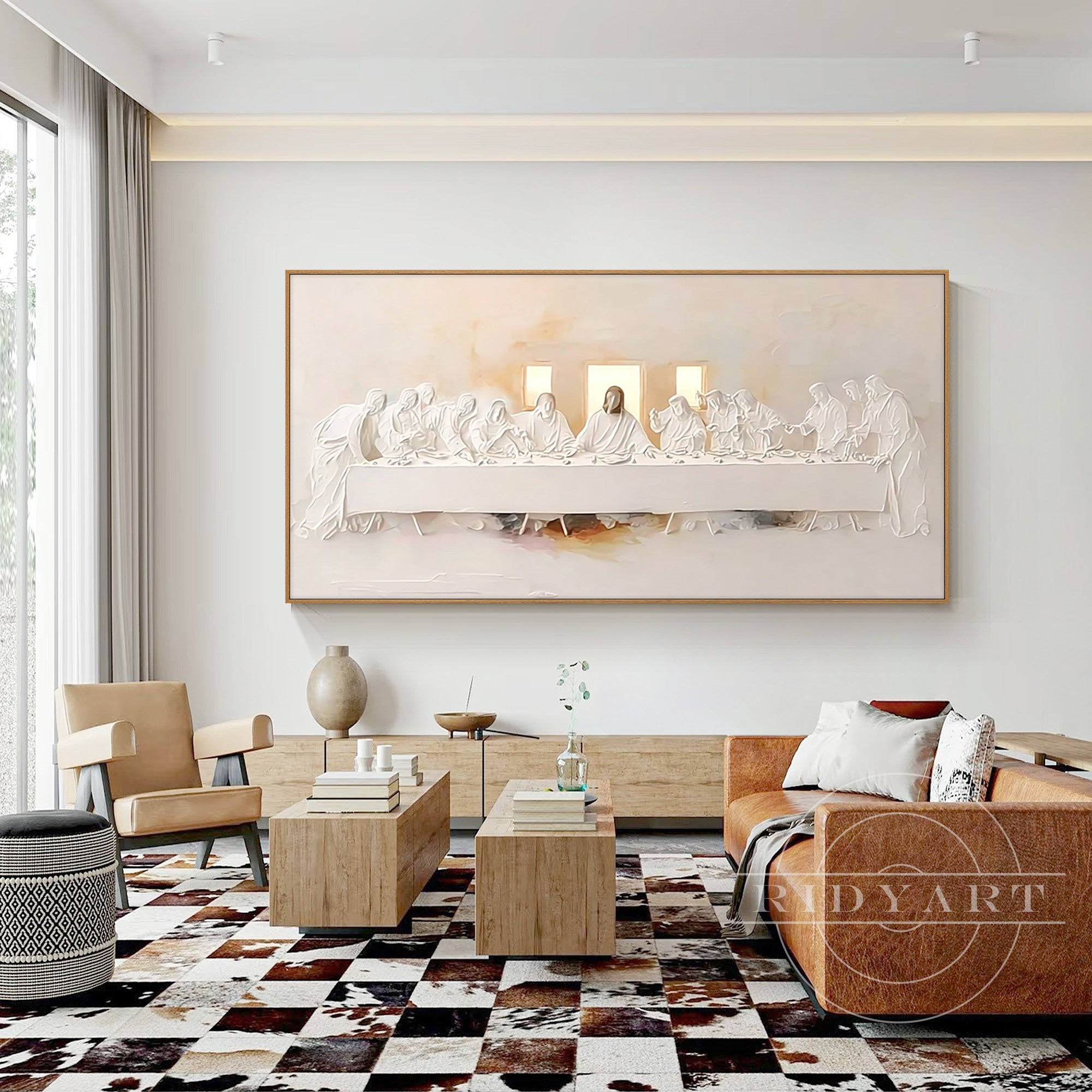 Hand-painted Jesus and disciples religious artwork