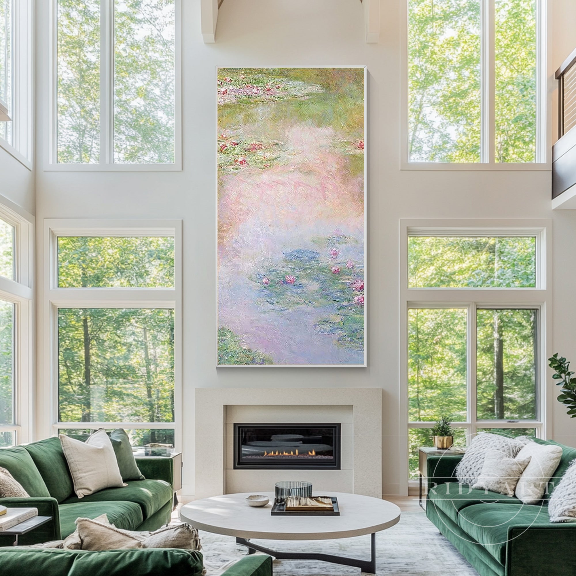 Hand-painted water lilies modern wall decor