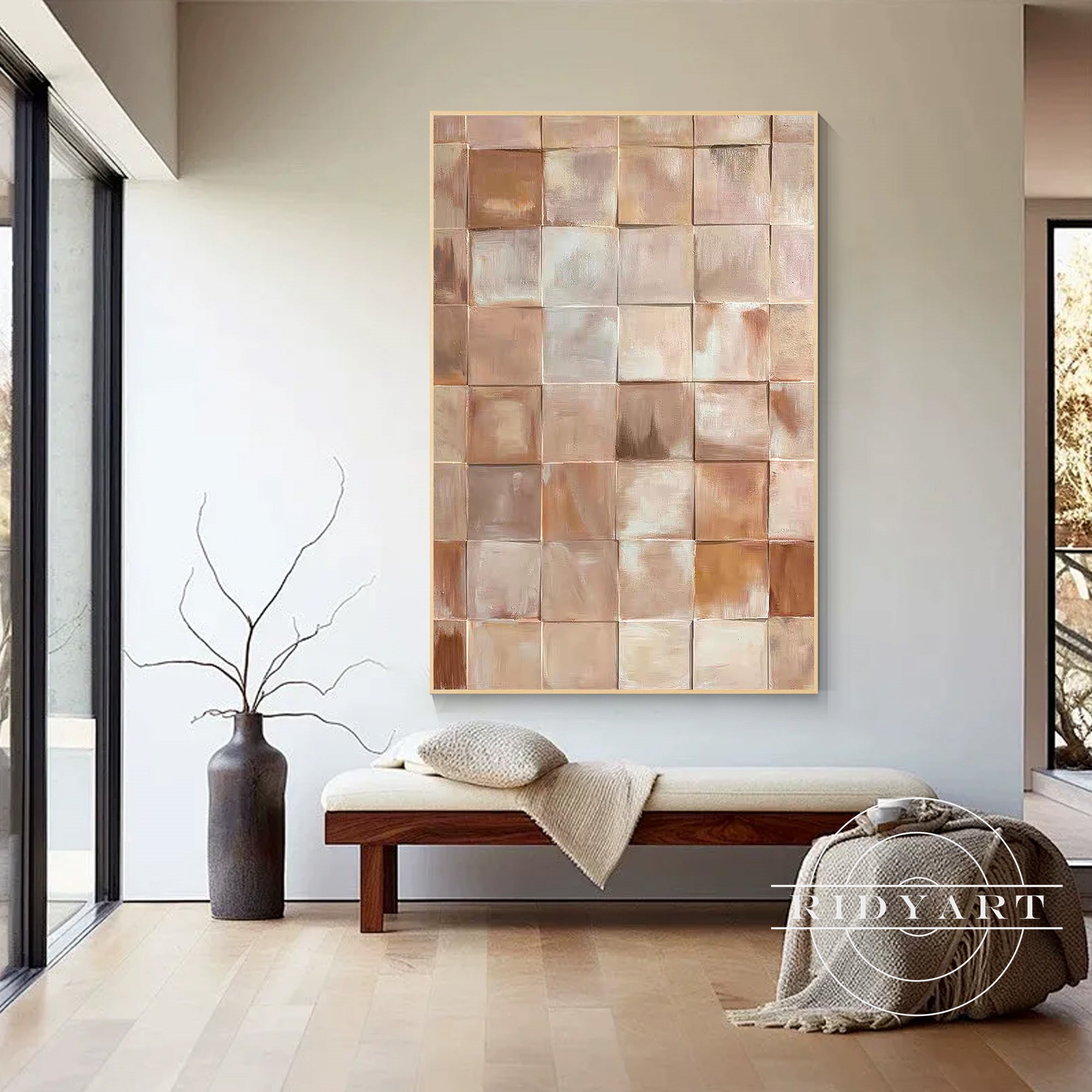 Minimalist boho wooden wall art for living room decoration