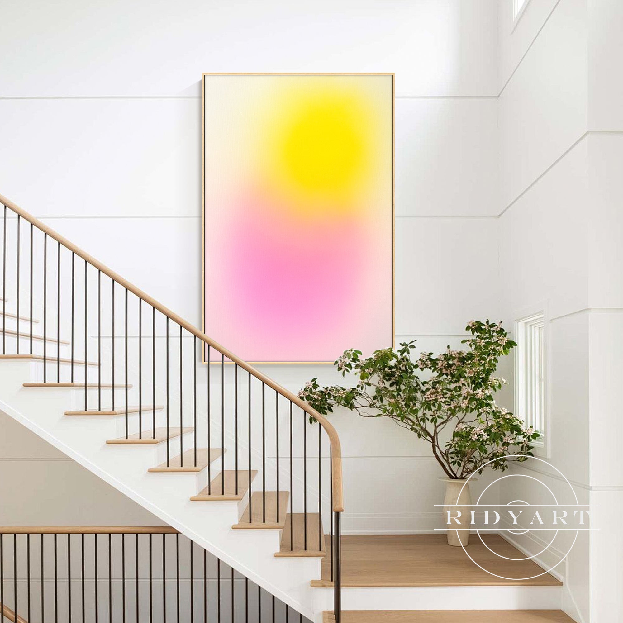 Original abstract painting with soft color transitions