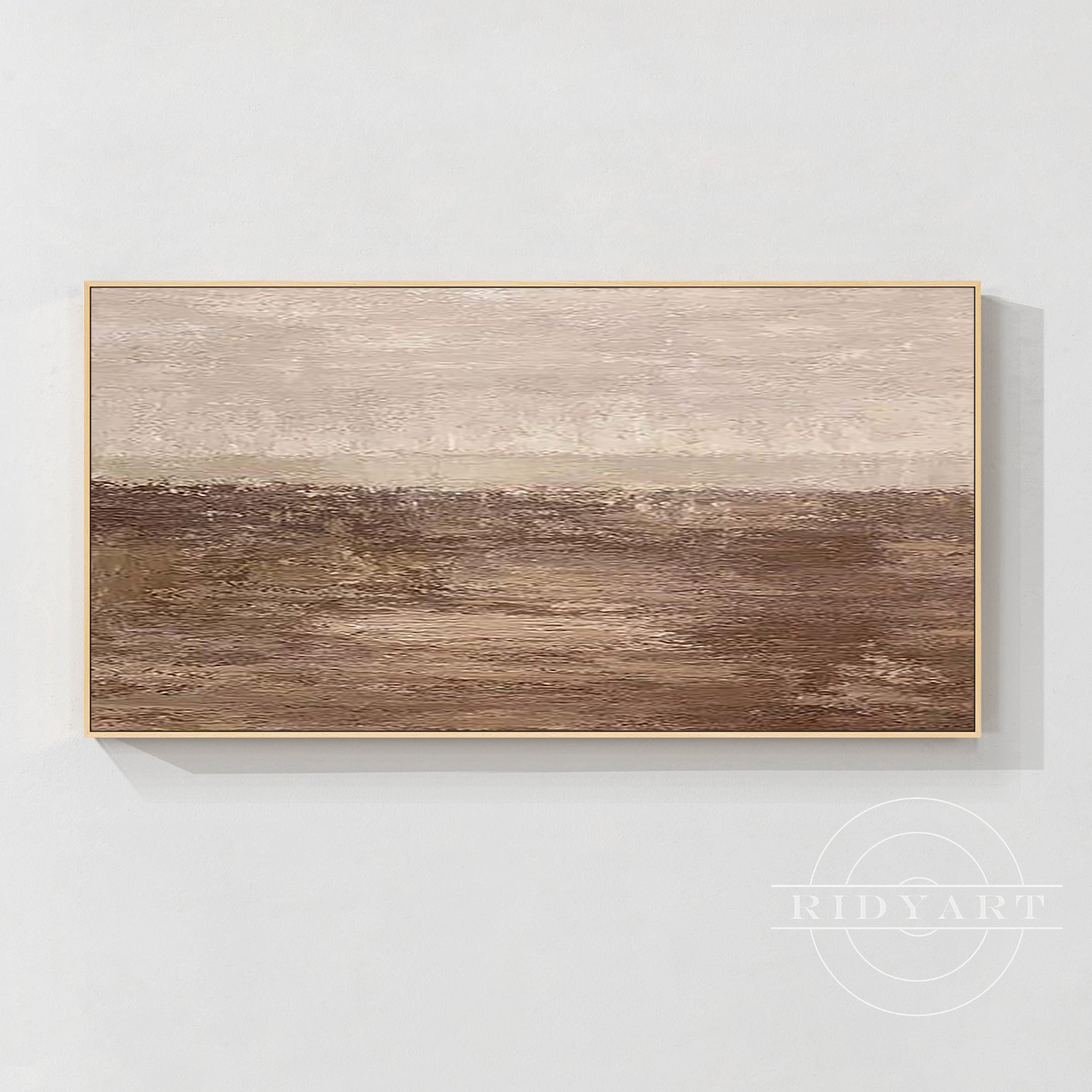 Horizontal abstract landscape wall decor in Nordic Japandi style