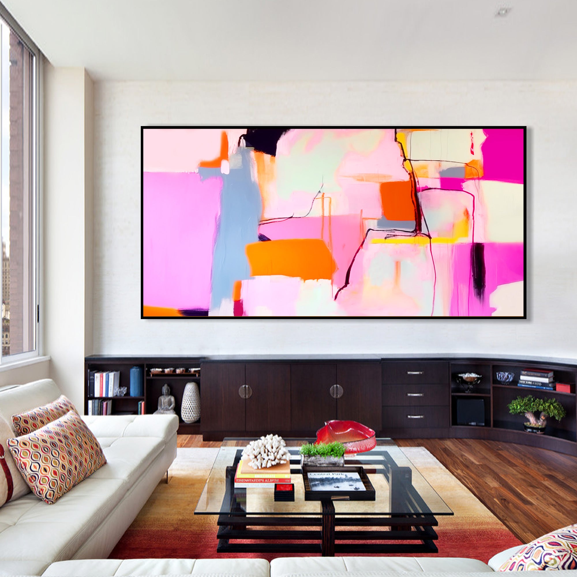 Hot Pink colorful Abstract Painting