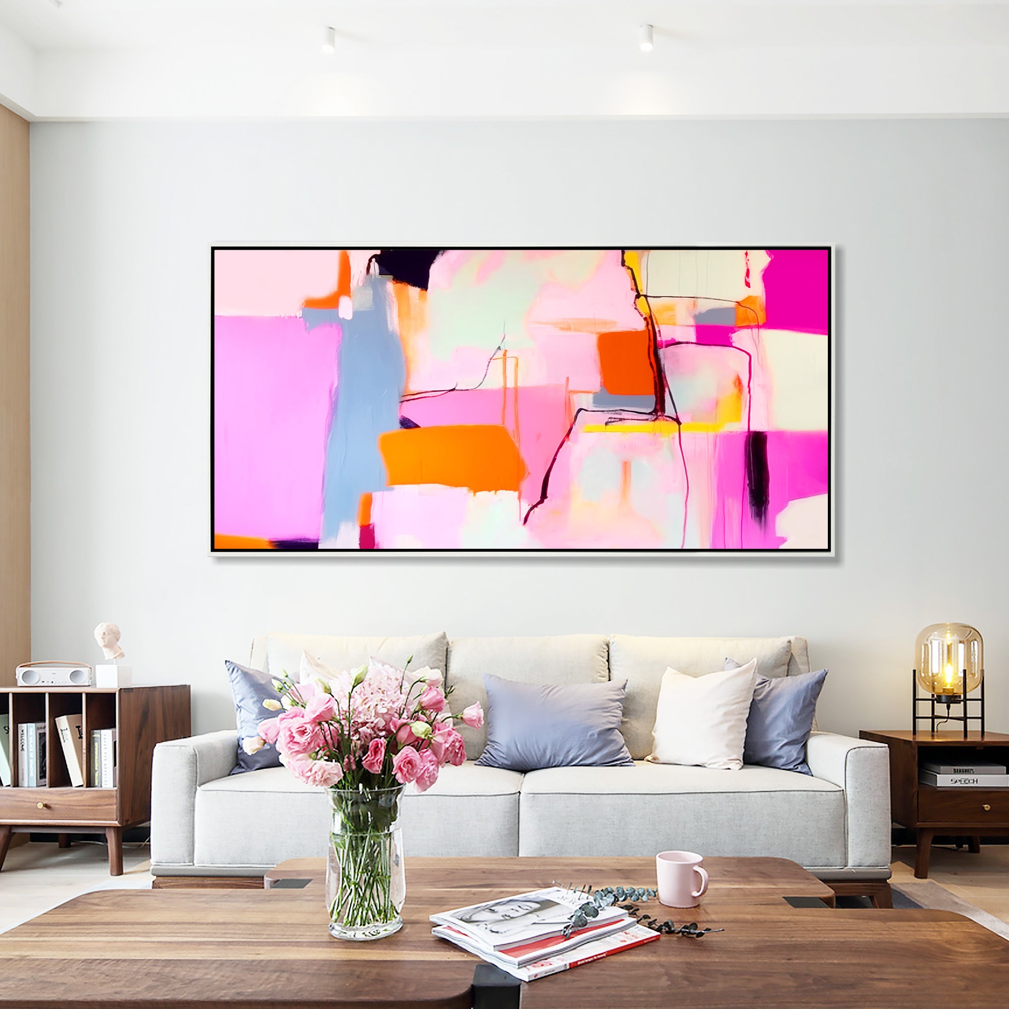 Hot Pink colorful Abstract Painting