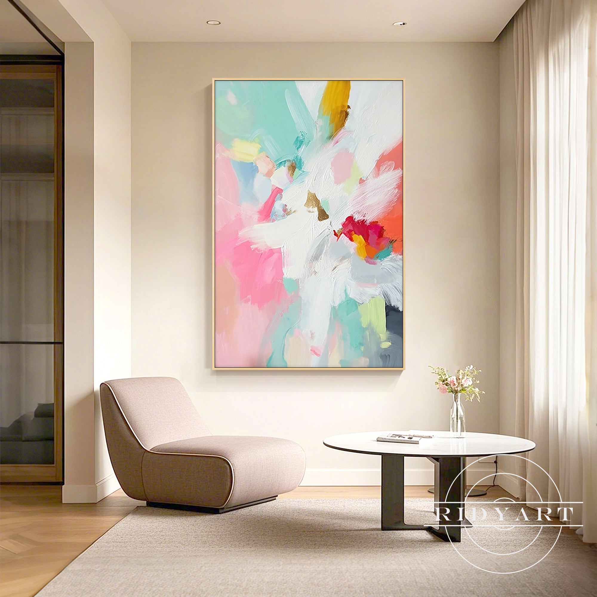 Textured impasto pastel canvas for contemporary home decor