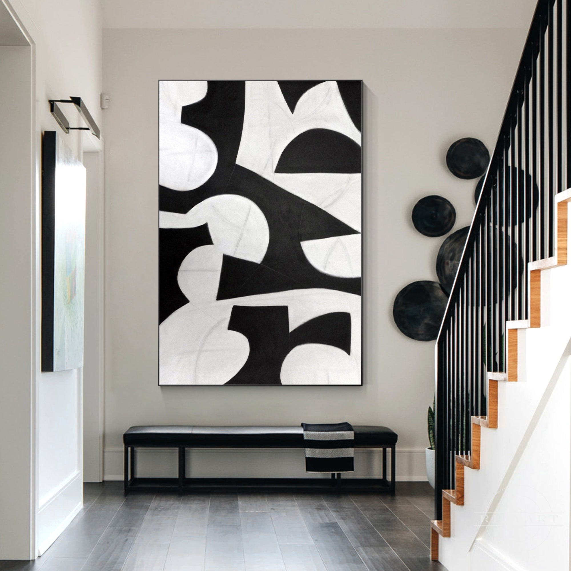 Modern black and white abstract painting