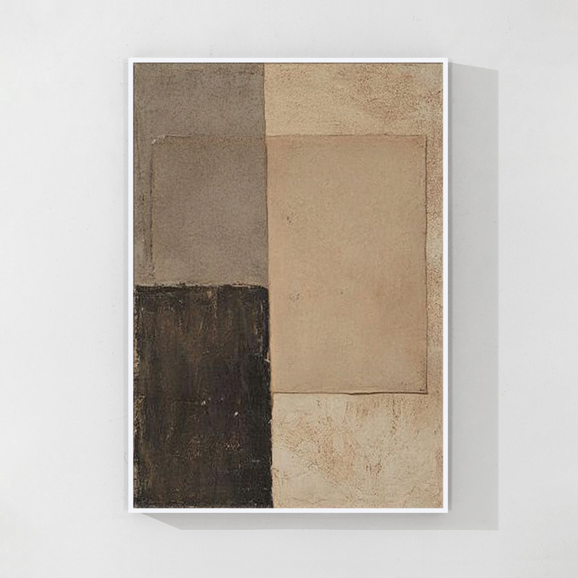 Abstract brown and gray wall art in Japandi style
