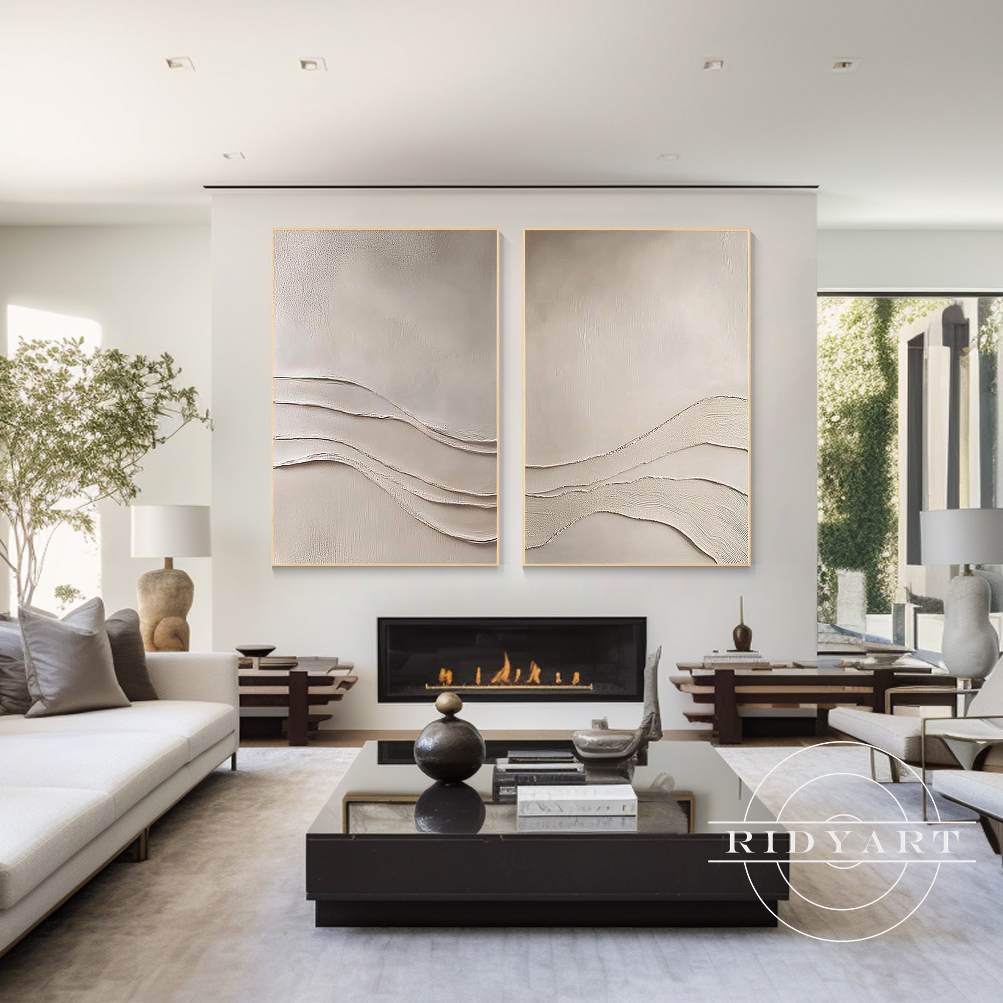 Earth tone Japandi plaster wall decor
