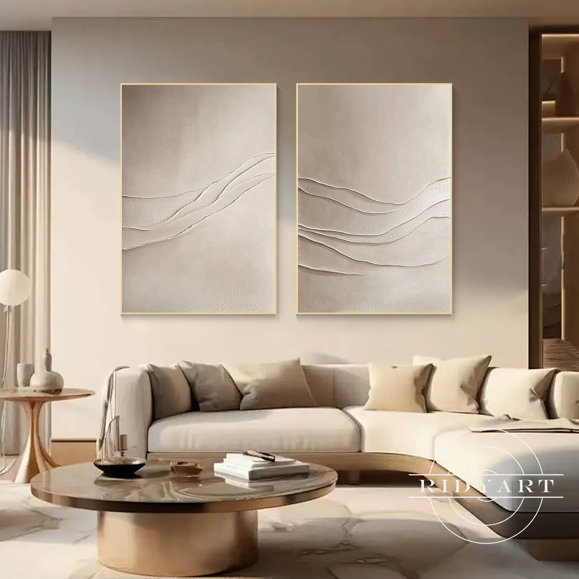 Japandi minimalist plaster wall decor