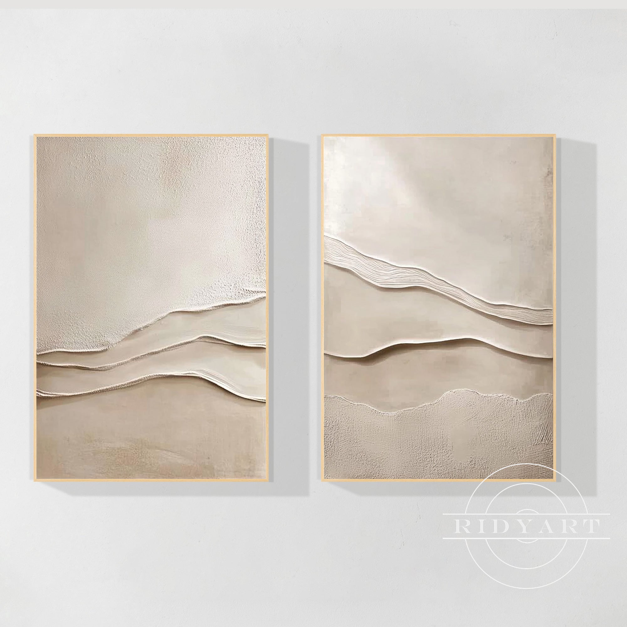 Beige 3D textured plaster paintings