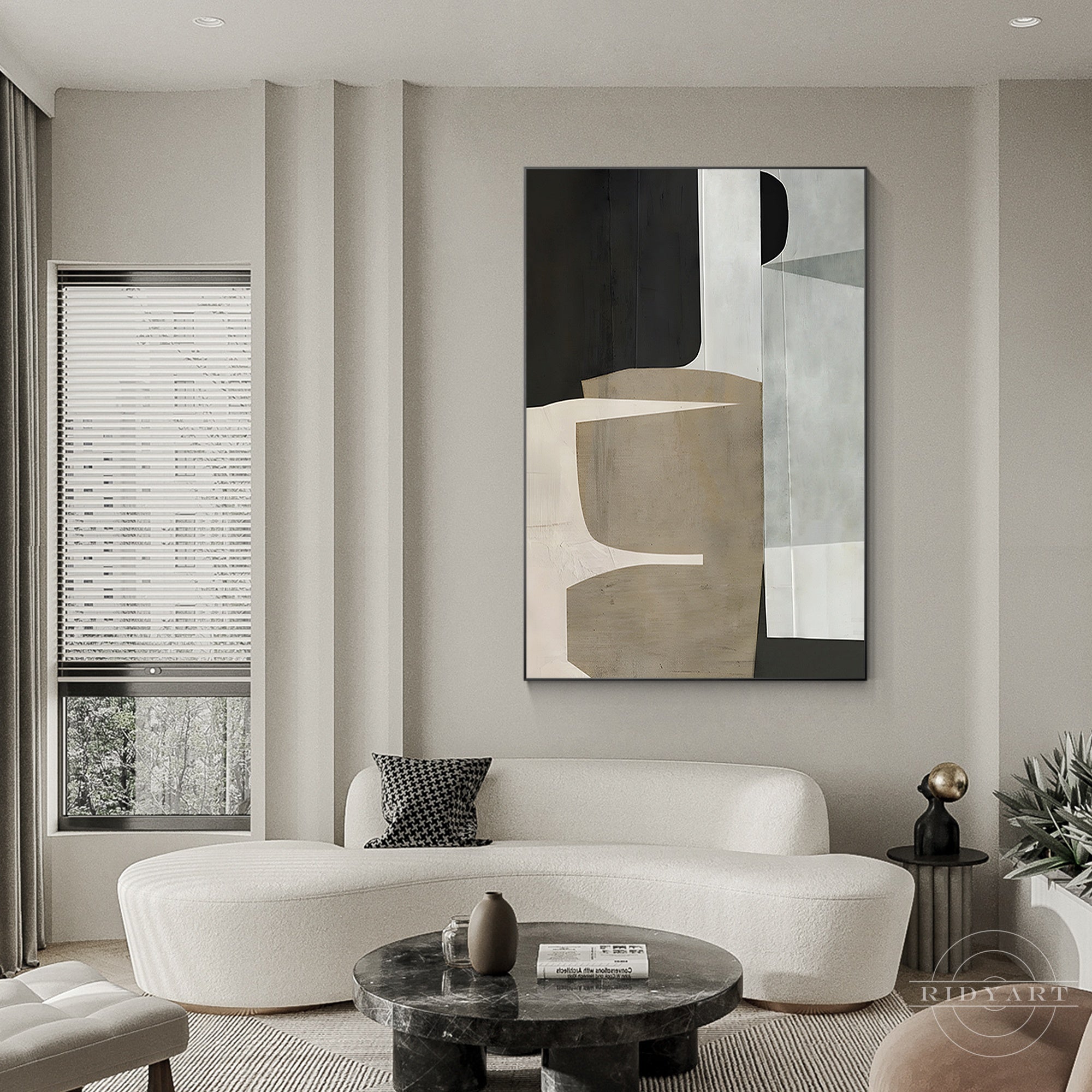 Earth tone minimalist geometric painting