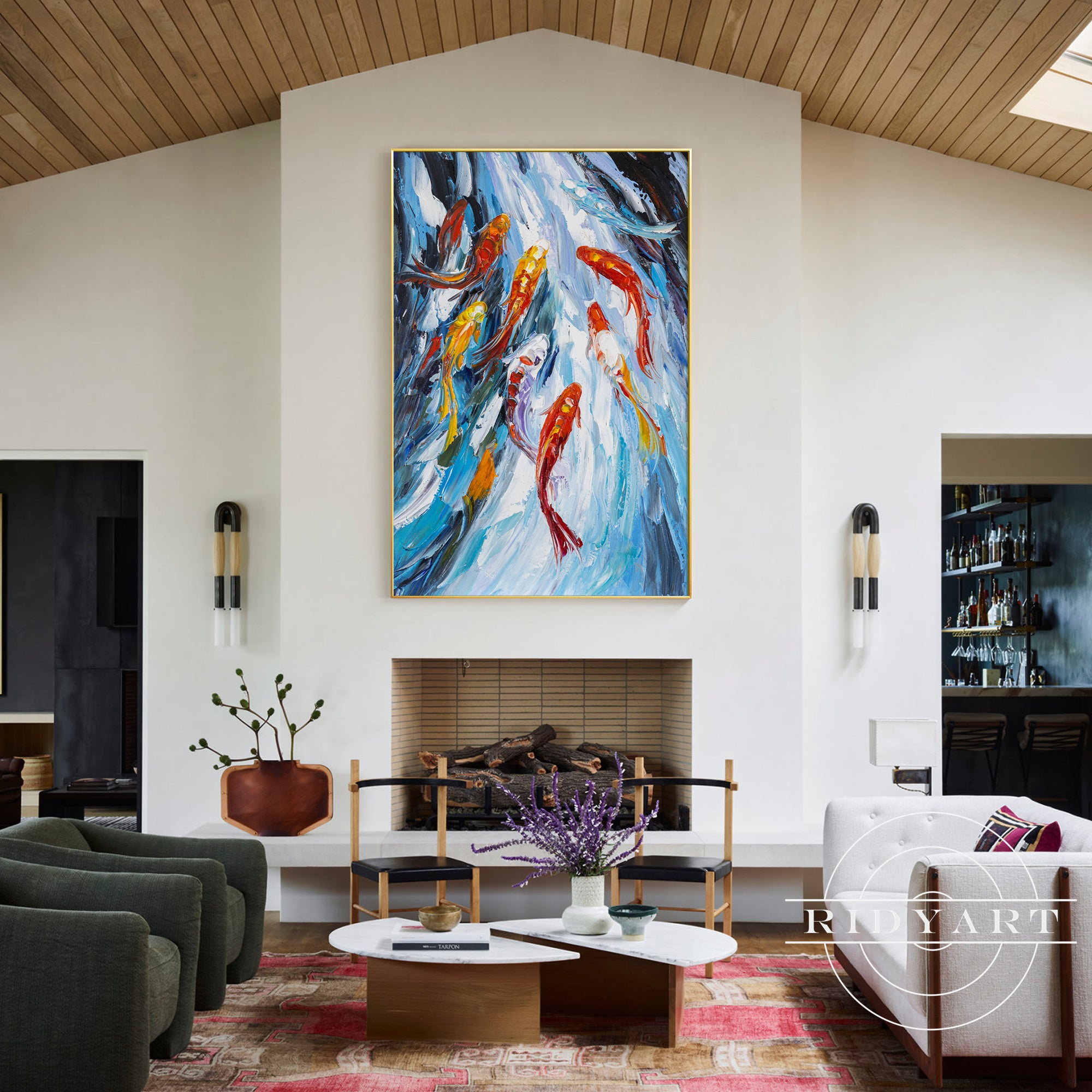 Colorful koi fish painting symbolizing luck and prosperity