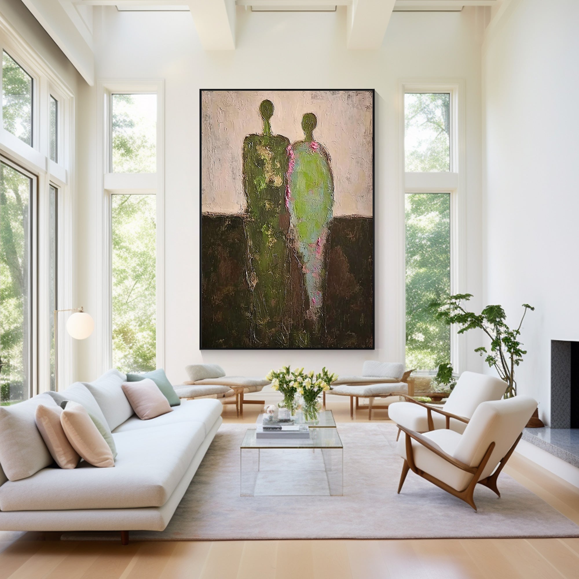 Large abstract figurative painting home decor